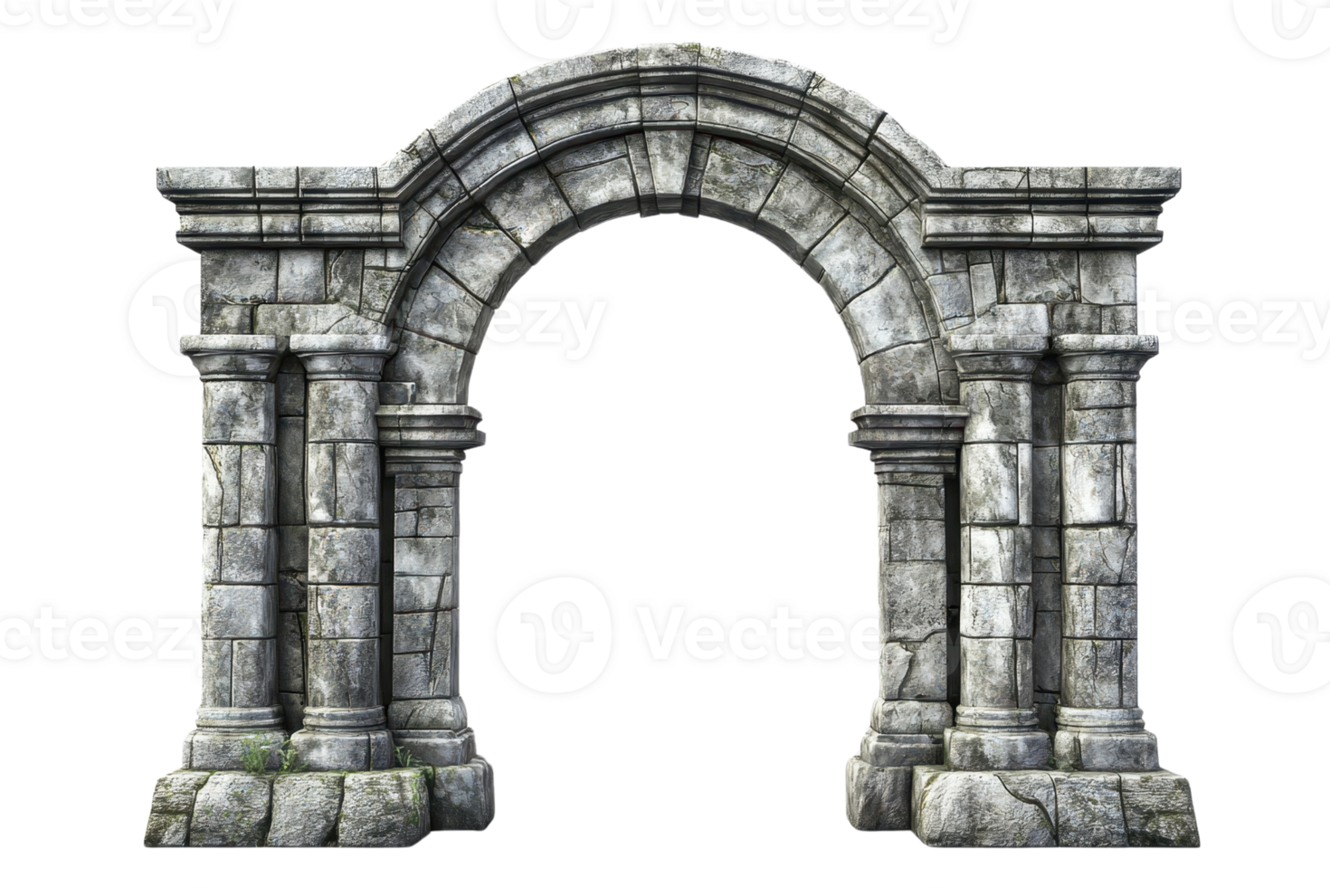 Ancient stone archway with intricate detailing, perfect for historical or medieval themed stock photo needs. png