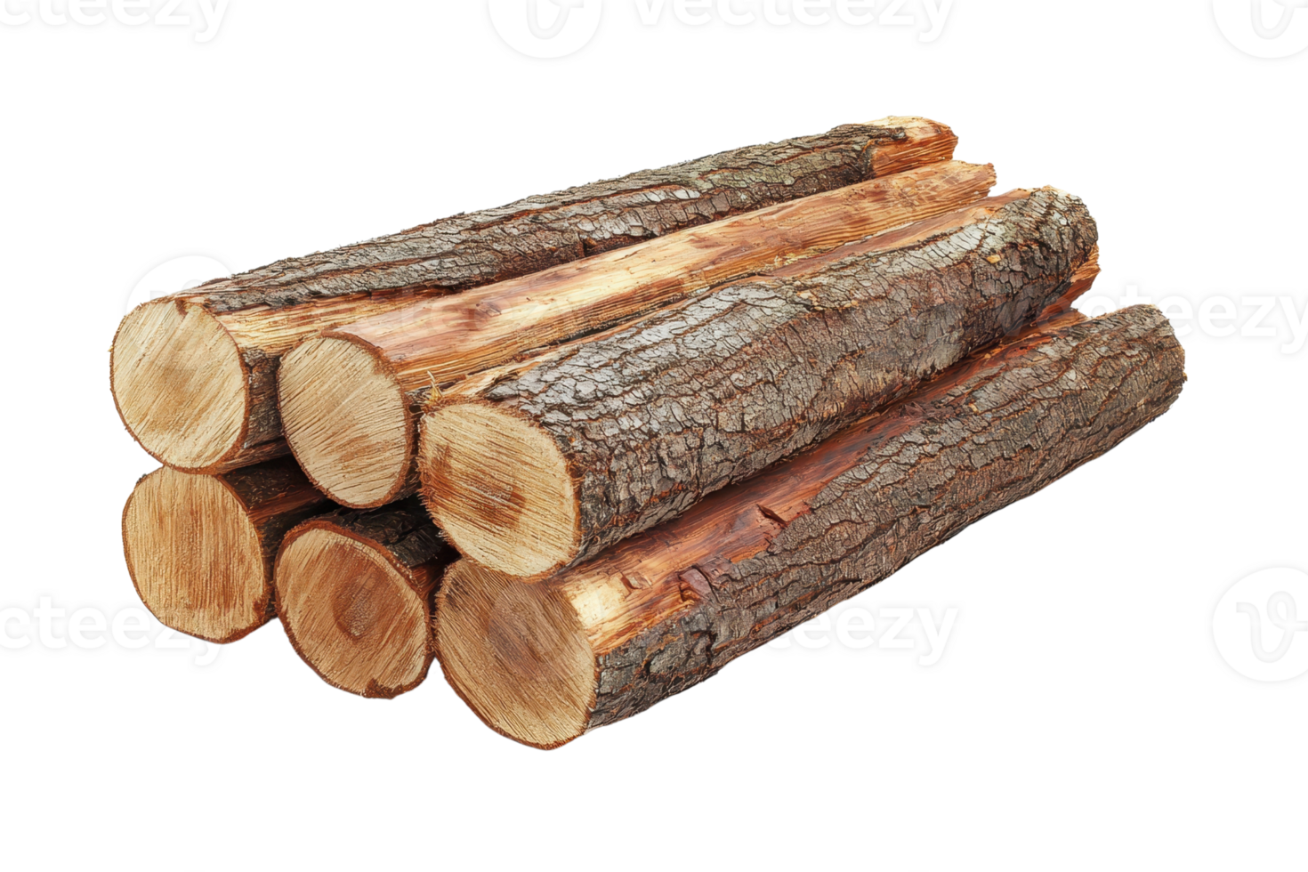 Stack of cut firewood logs isolated on transparent background. Perfect for rustic decor, natural energy resources, or woodworking projects. png