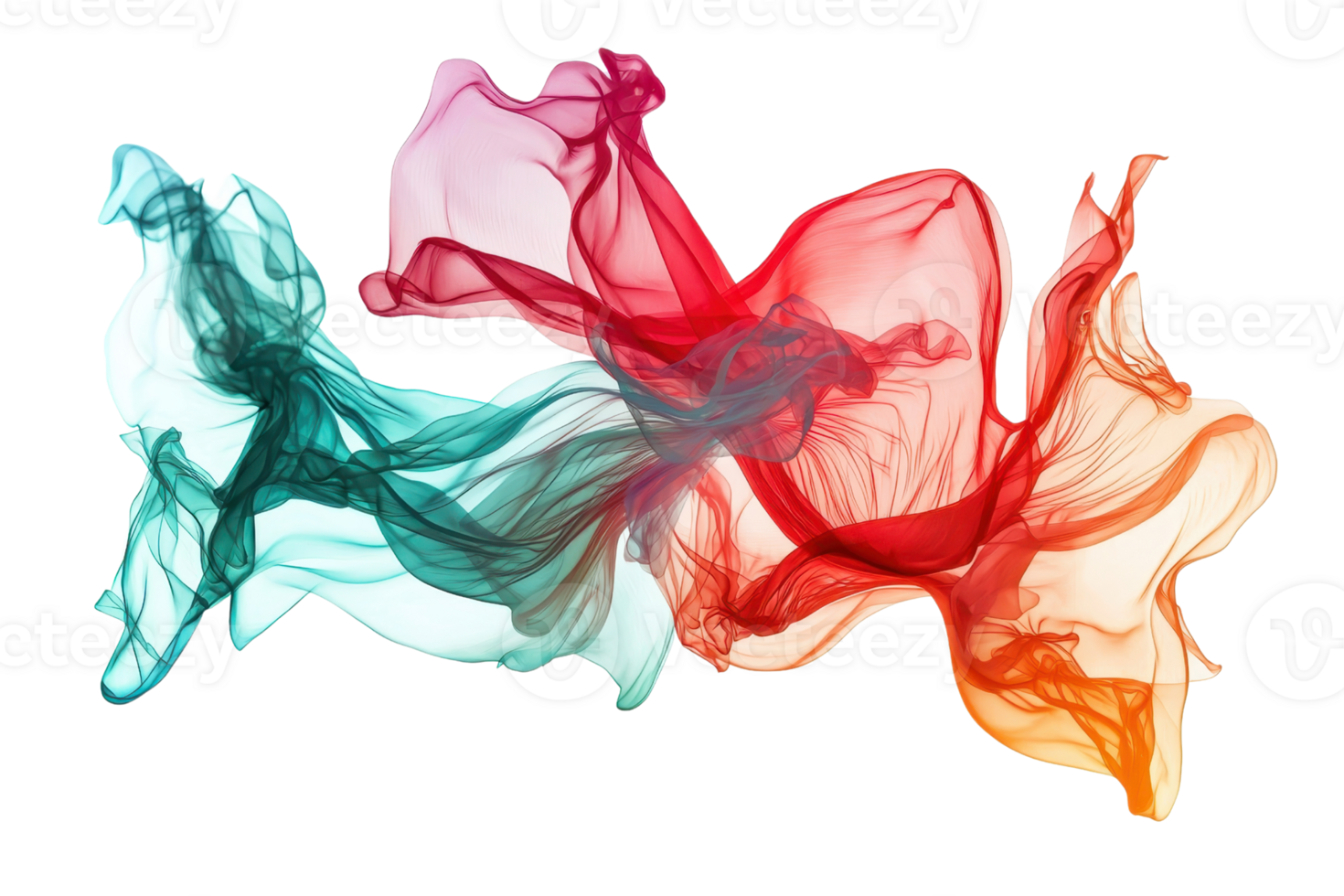 Vivid colorful abstract smoke waves on a transparent background. perfect for creative and artistic projects. Vibrant colors and fluidity captured beautifully. png