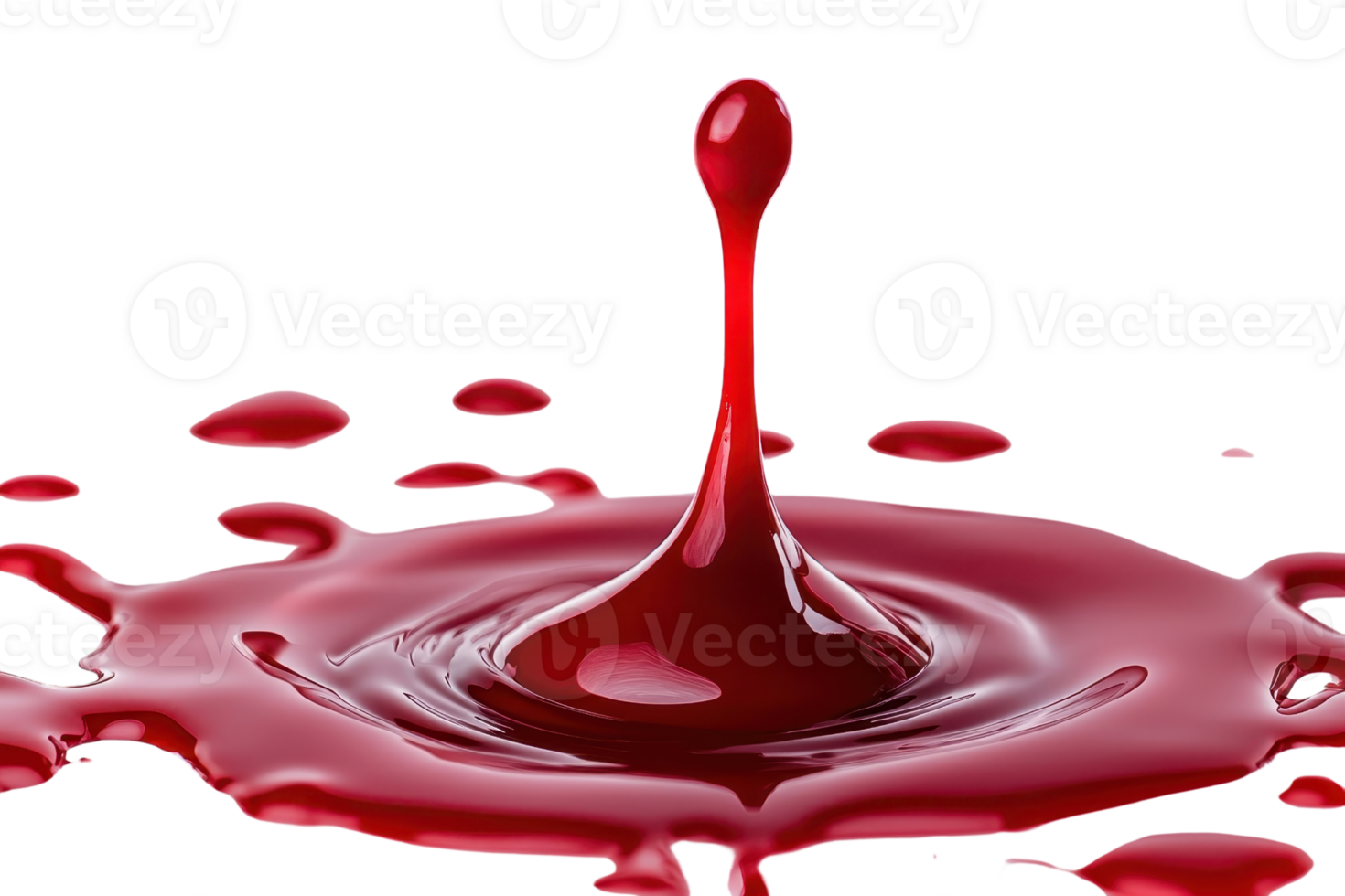 Close-up of a vibrant red liquid splash captured mid-air, showcasing the dynamic motion and fluidity against a clean background. png