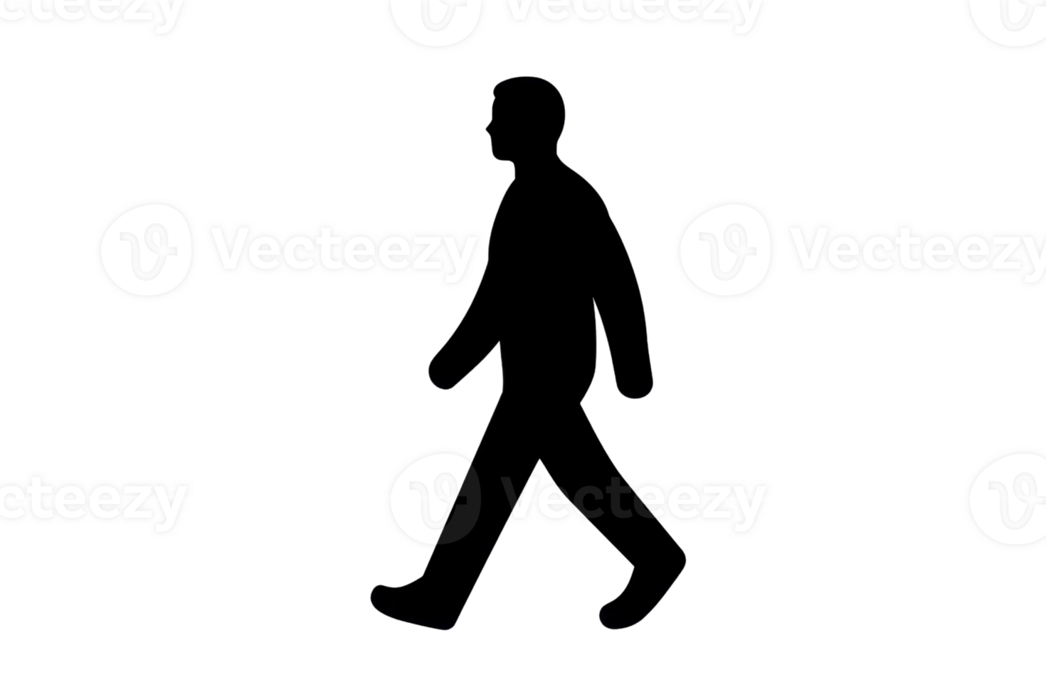 Silhouette of a person walking. Minimalist design, black figure symbol on a transparent background, versatile for various uses. png