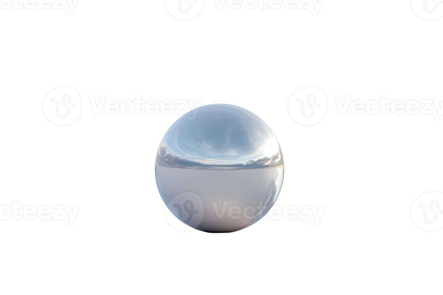 Shiny reflective metallic sphere isolated on transparent background. perfect for graphic design or creative projects, 3D rendering. png