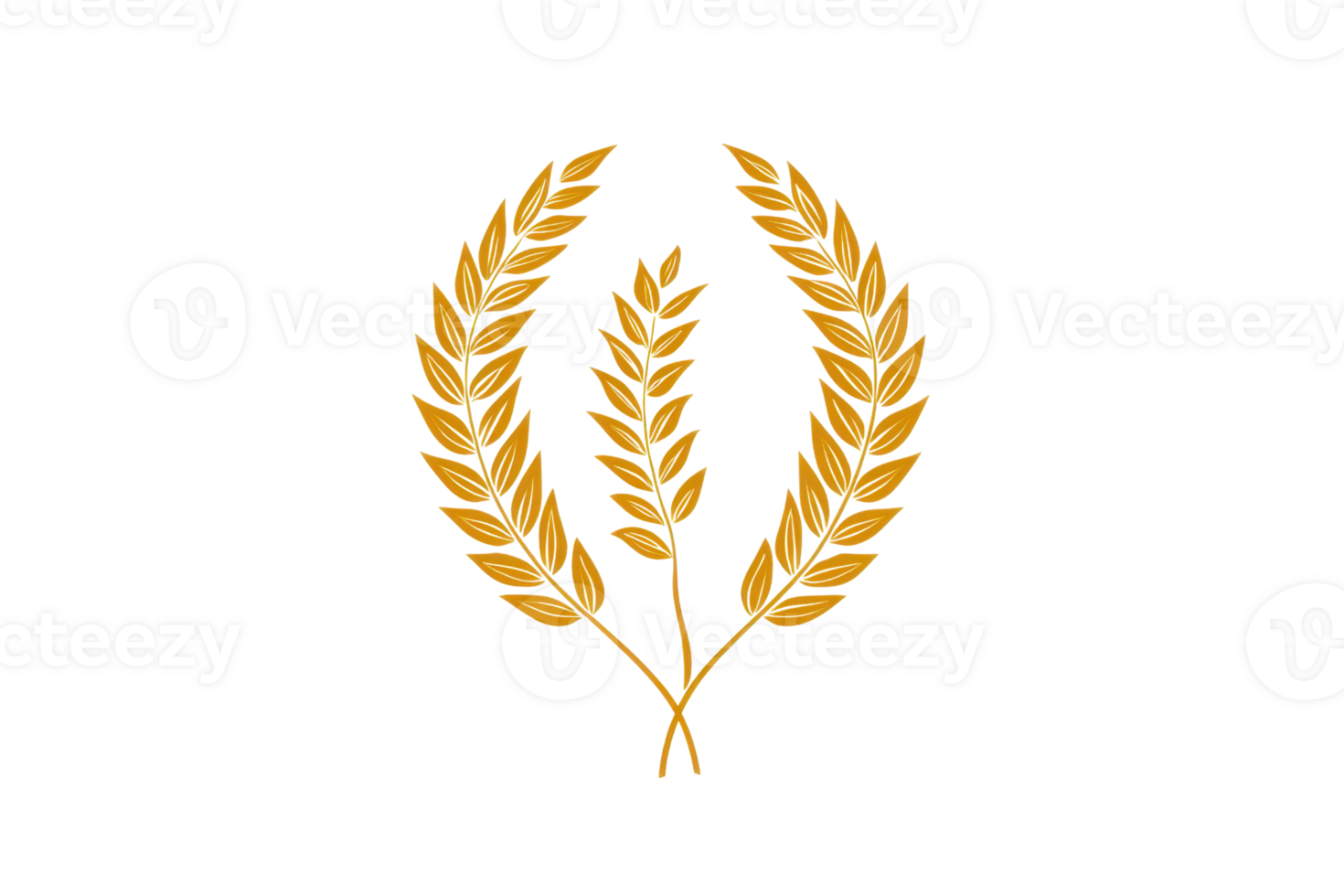 Golden wheat ear emblem symbolizing agriculture, growth, and prosperity in a clean and elegant design against a transparent background. png