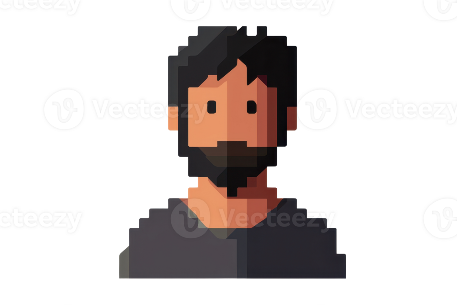 Low poly illustration of a bearded man with dark hair and a neutral expression. Modern, minimalistic avatar design. png
