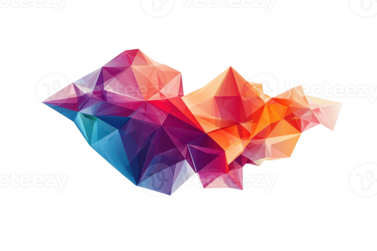 Vibrant low poly abstract art with geometric shapes and colorful gradients, perfect for modern design and creative backgrounds. png