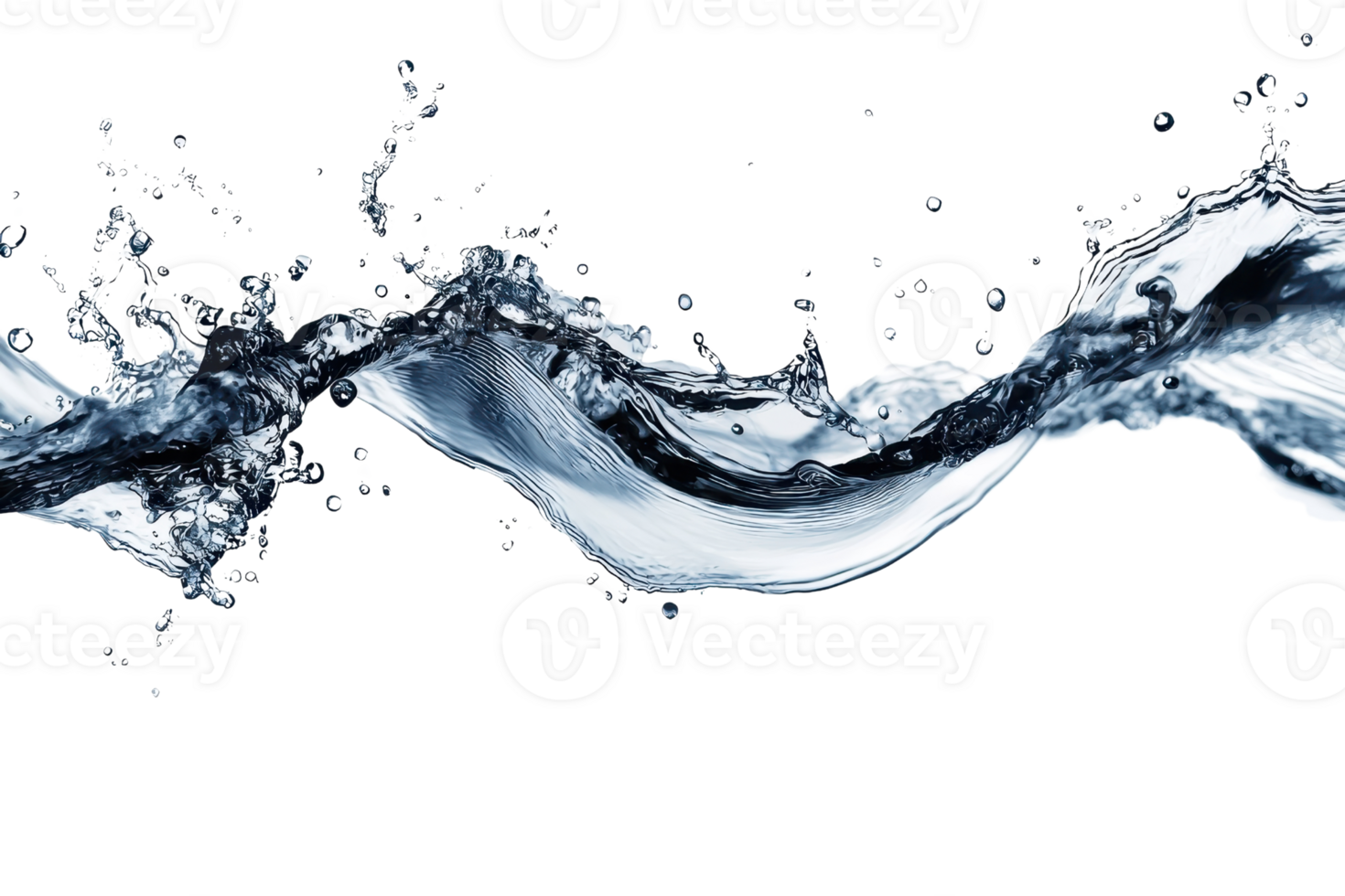 Dynamic splash of water in motion against a transparent background. showcasing fluidity and movement in a high-resolution capture. png
