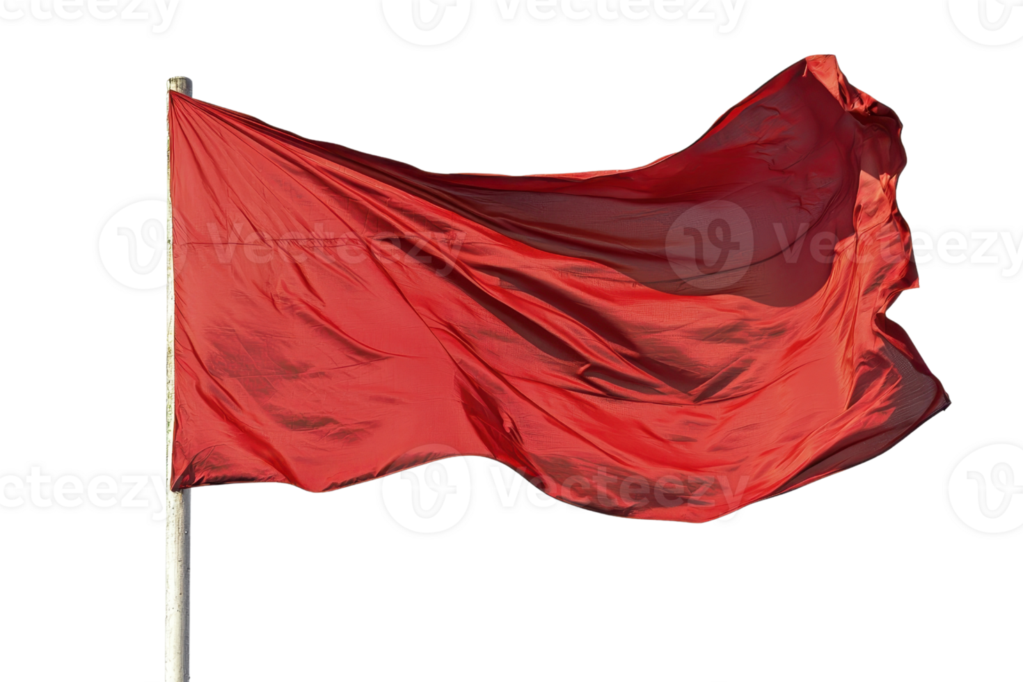 Red flag waving in the wind on a clear day, symbolizing attention, warning, and caution. Suitable for banners and advertisements. png