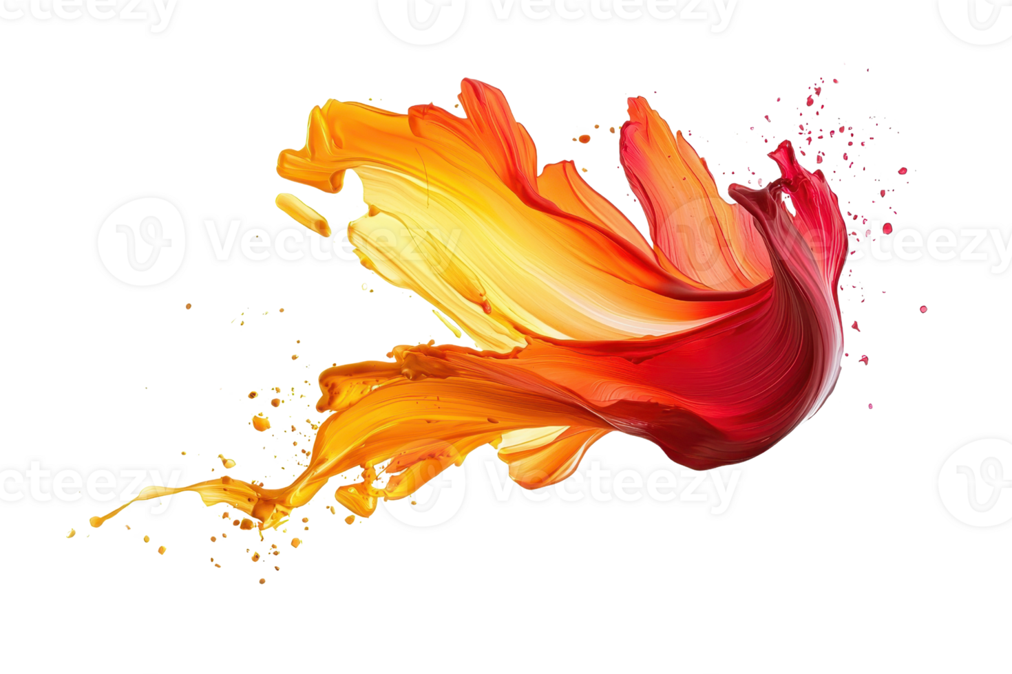 Vibrant abstract digital artwork resembling a colorful bird in flight, blending red, orange, and yellow hues with dynamic brush strokes. png
