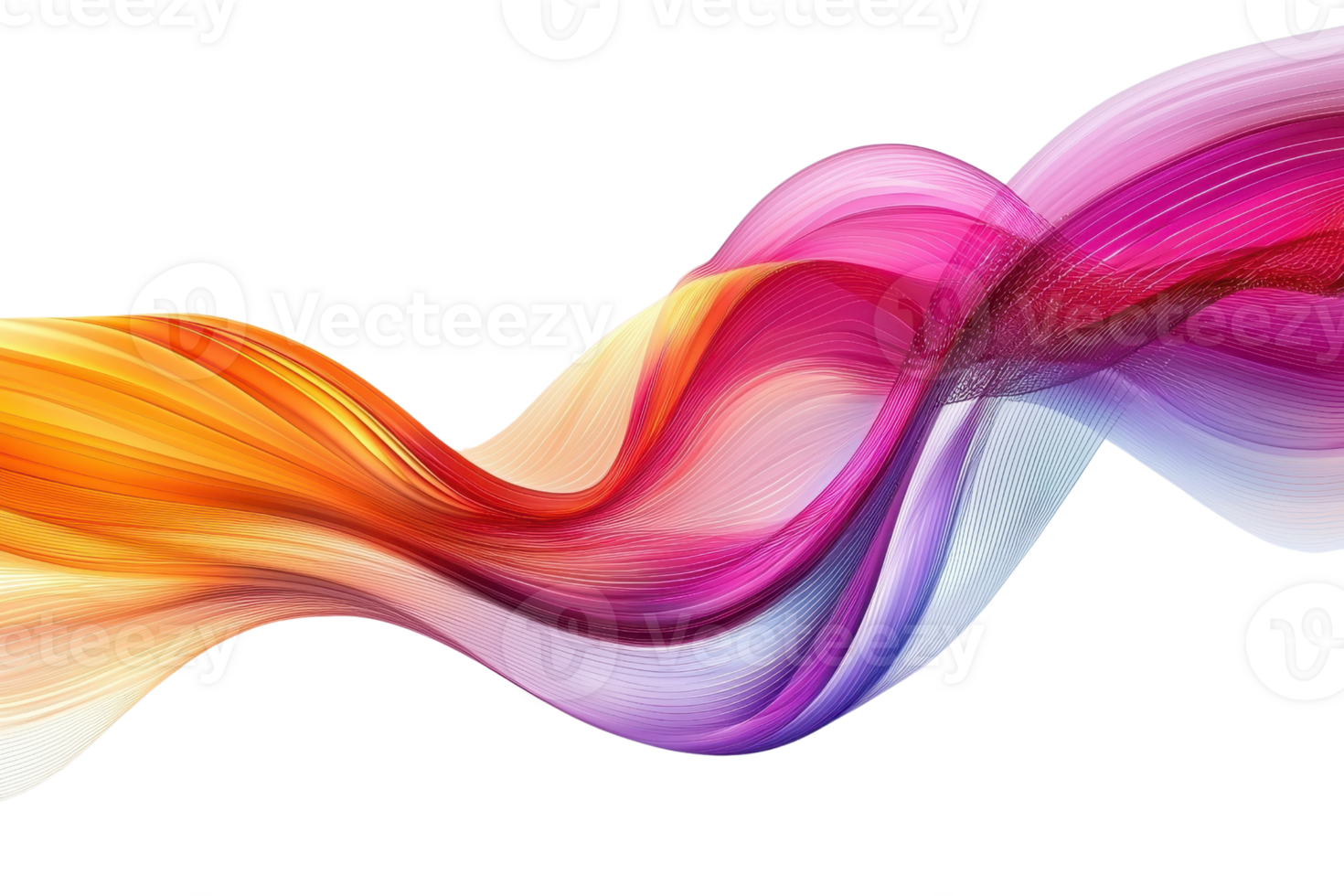 Vibrant abstract wave with bright colors blending smoothly together creating a stunning visual effect on a transparent background. png