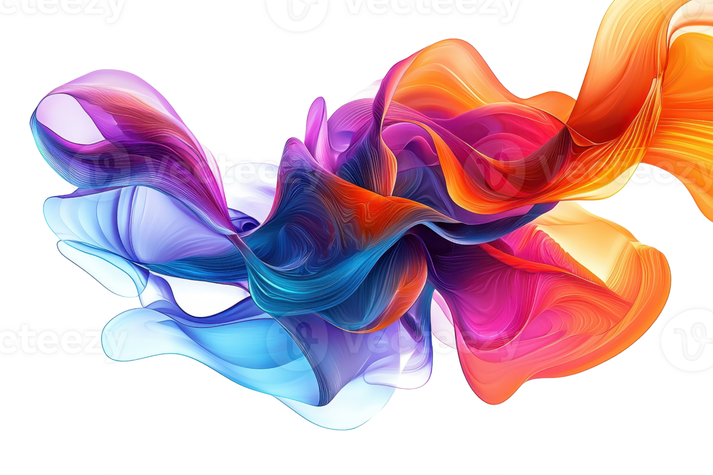 Vibrant abstract wave of colorful fluid shapes blending seamlessly, perfect for design, digital art, or background aesthetics. png