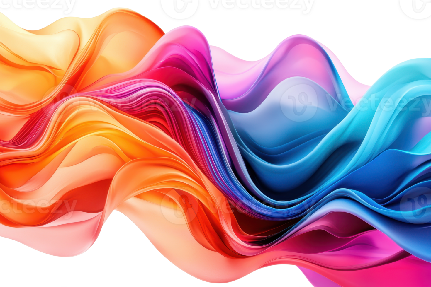 Vibrant abstract wave of colorful silk, blending shades of orange, pink, and blue for a dynamic and energetic visual effect. png