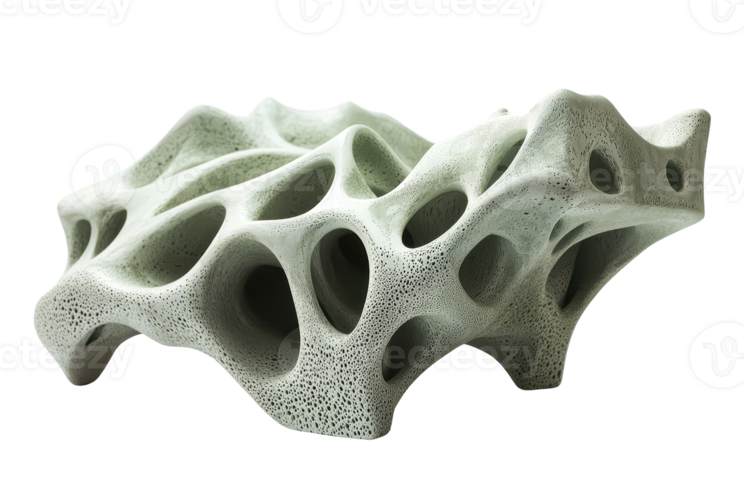 Abstract 3D sculpture with intricate holes, resembling organic forms or coral. High-resolution artistic render ideal for modern design projects. png