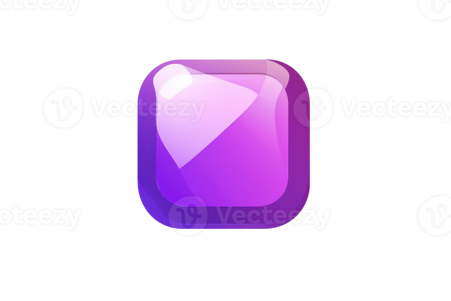 Glossy purple square button icon with shining effect, perfect for web interfaces, apps, or game design. High-quality graphic. png