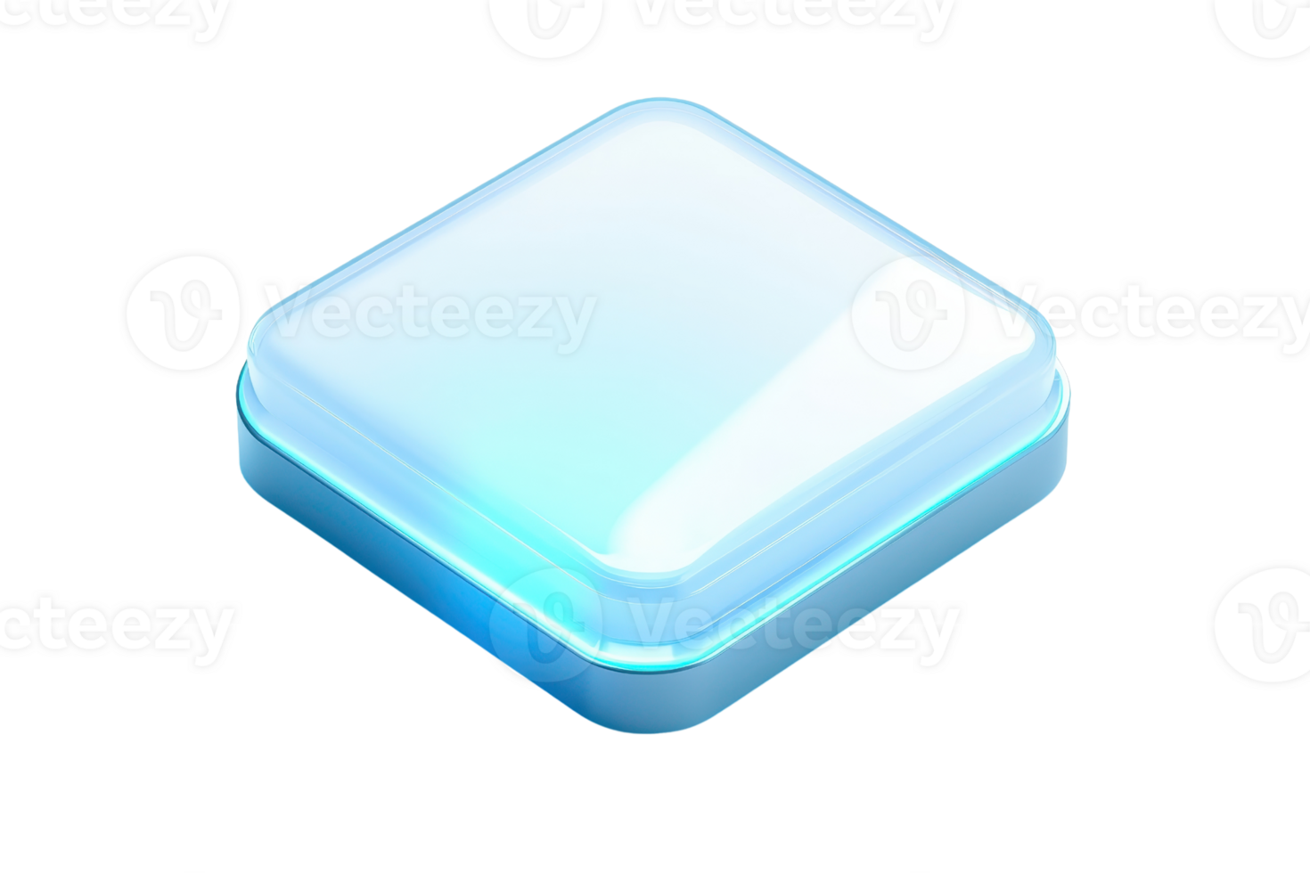 Digital abstract icon in blue and white hues, resembling a futuristic button or interface element, with a glossy finish. png