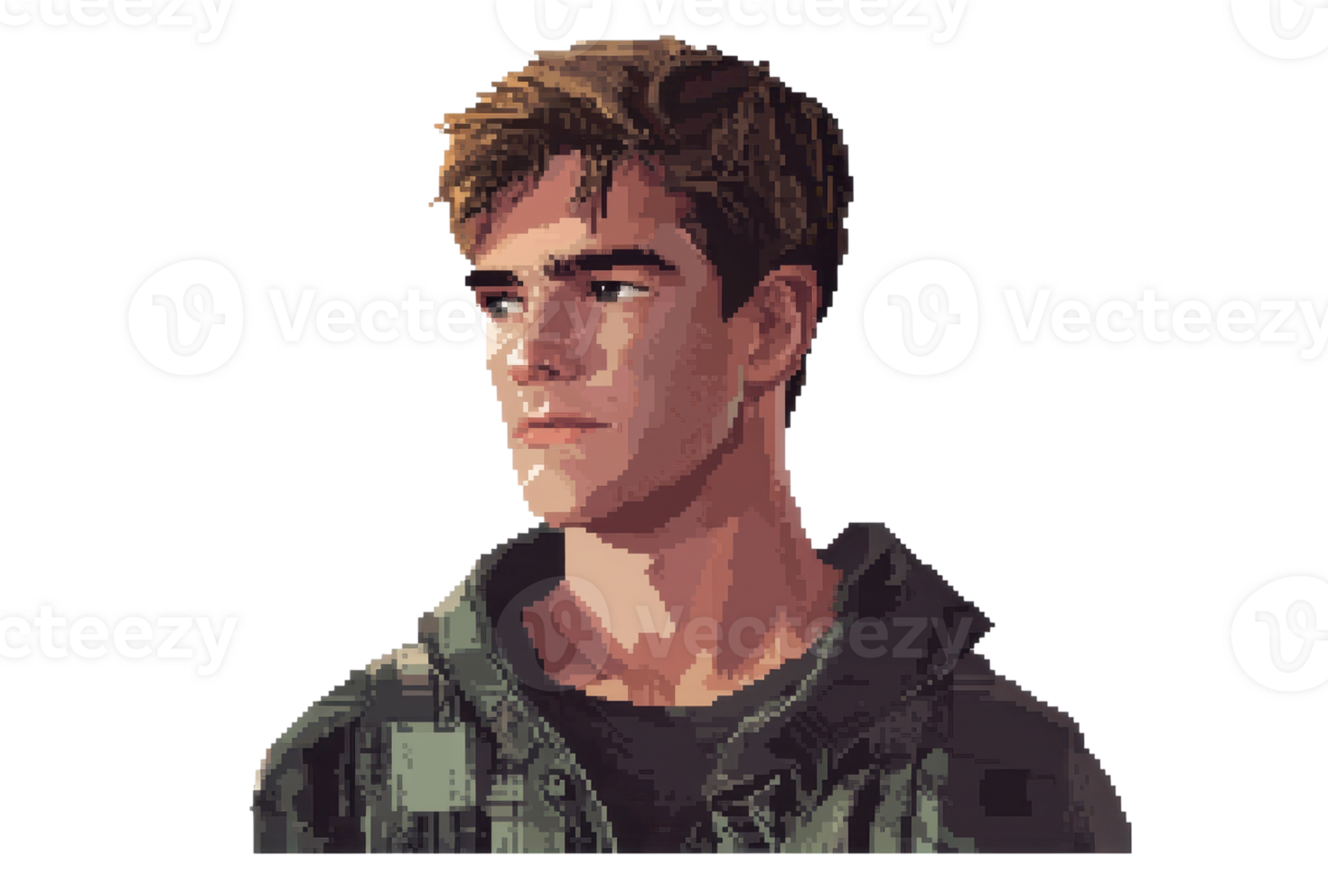 A digital portrait of a young man with a determined expression. The artwork showcases detailed brush strokes and a realistic finish. png