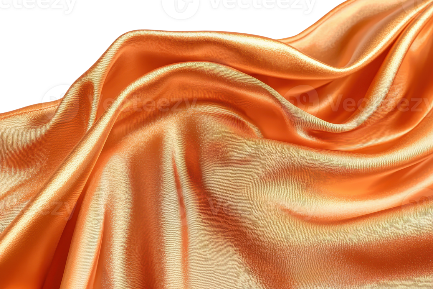 Luxurious orange silk fabric with elegant folds and smooth texture, perfect for fashion, design, and decoration purposes. png