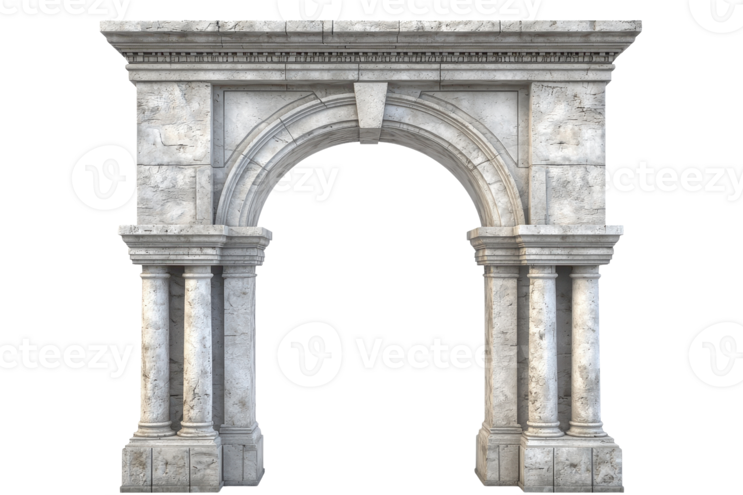 Elegant marble archway stone structure, showcasing classical architectural details, ideal for historical or cultural themes. png