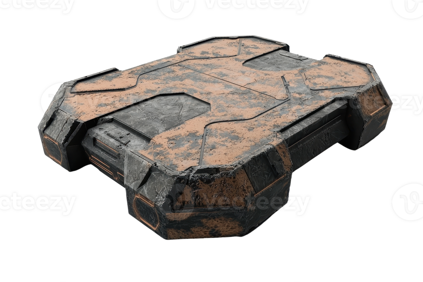 Futuristic sci-fi container with rugged design and weathered texture, ideal for game assets, design projects, or concept art. png