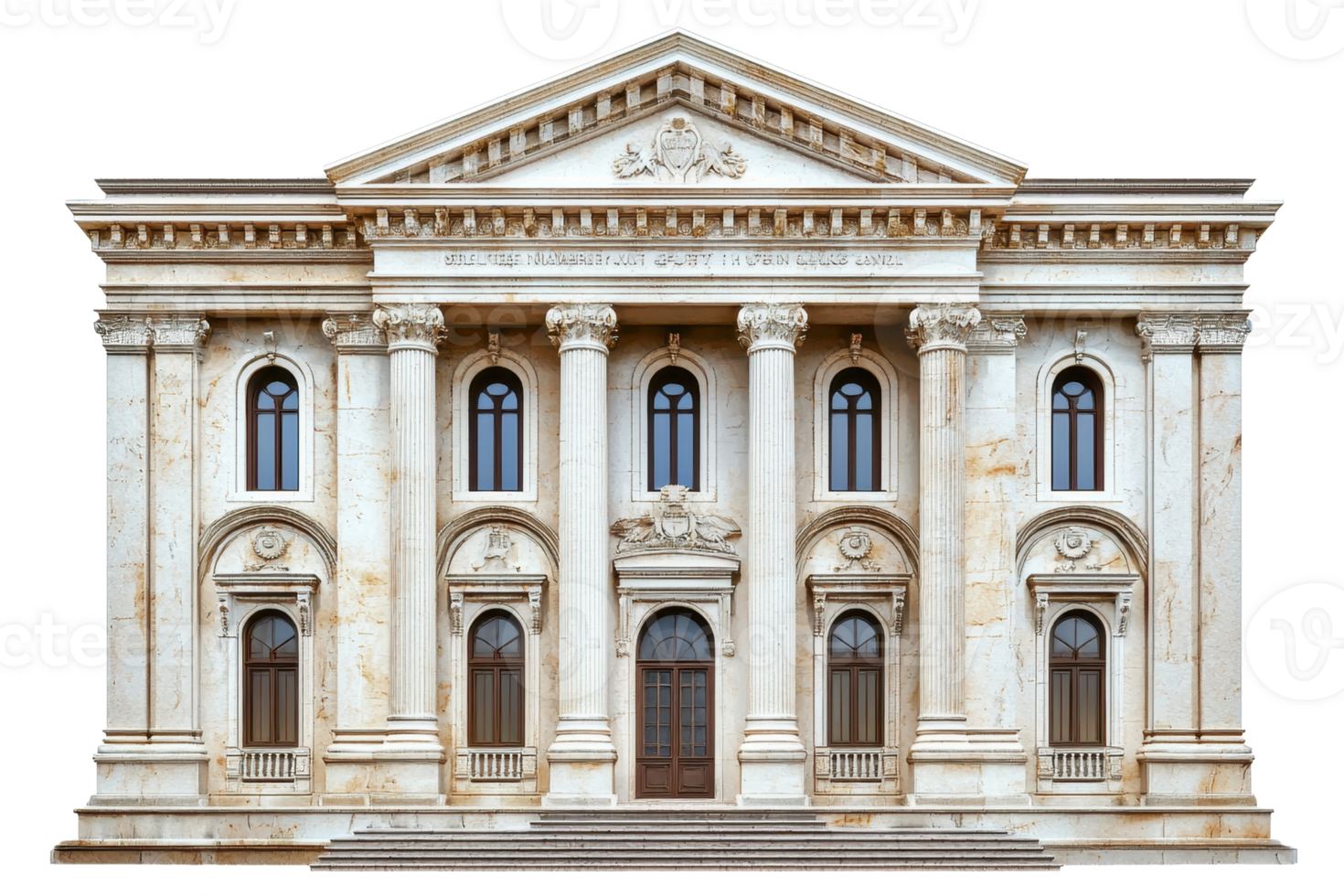 Elegant neoclassical stone government building with columns and arches, representing classical architectural grandeur. png