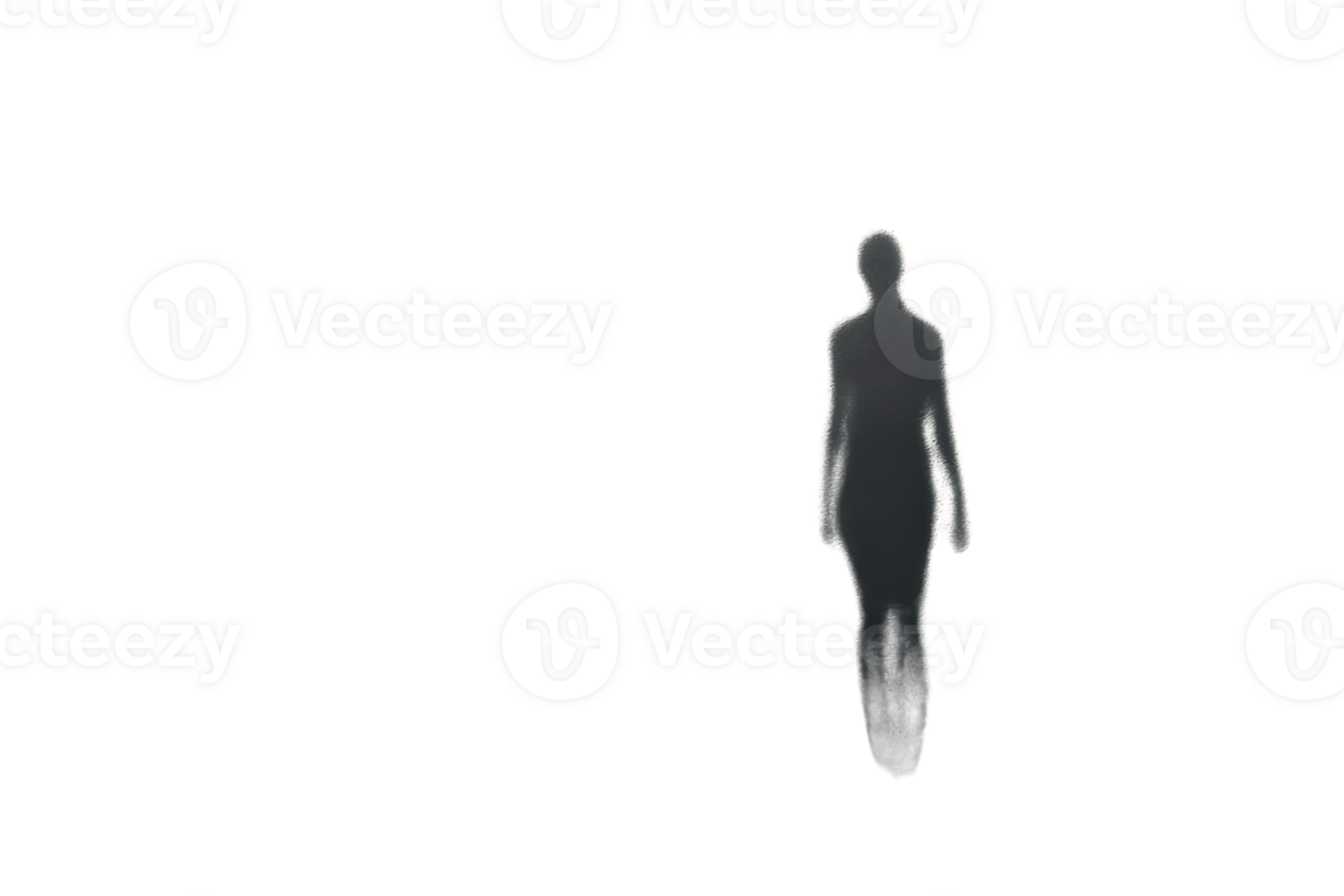 Silhouette of a person walking into darkness, symbolizing mystery, loneliness, or journey of self-discovery. png