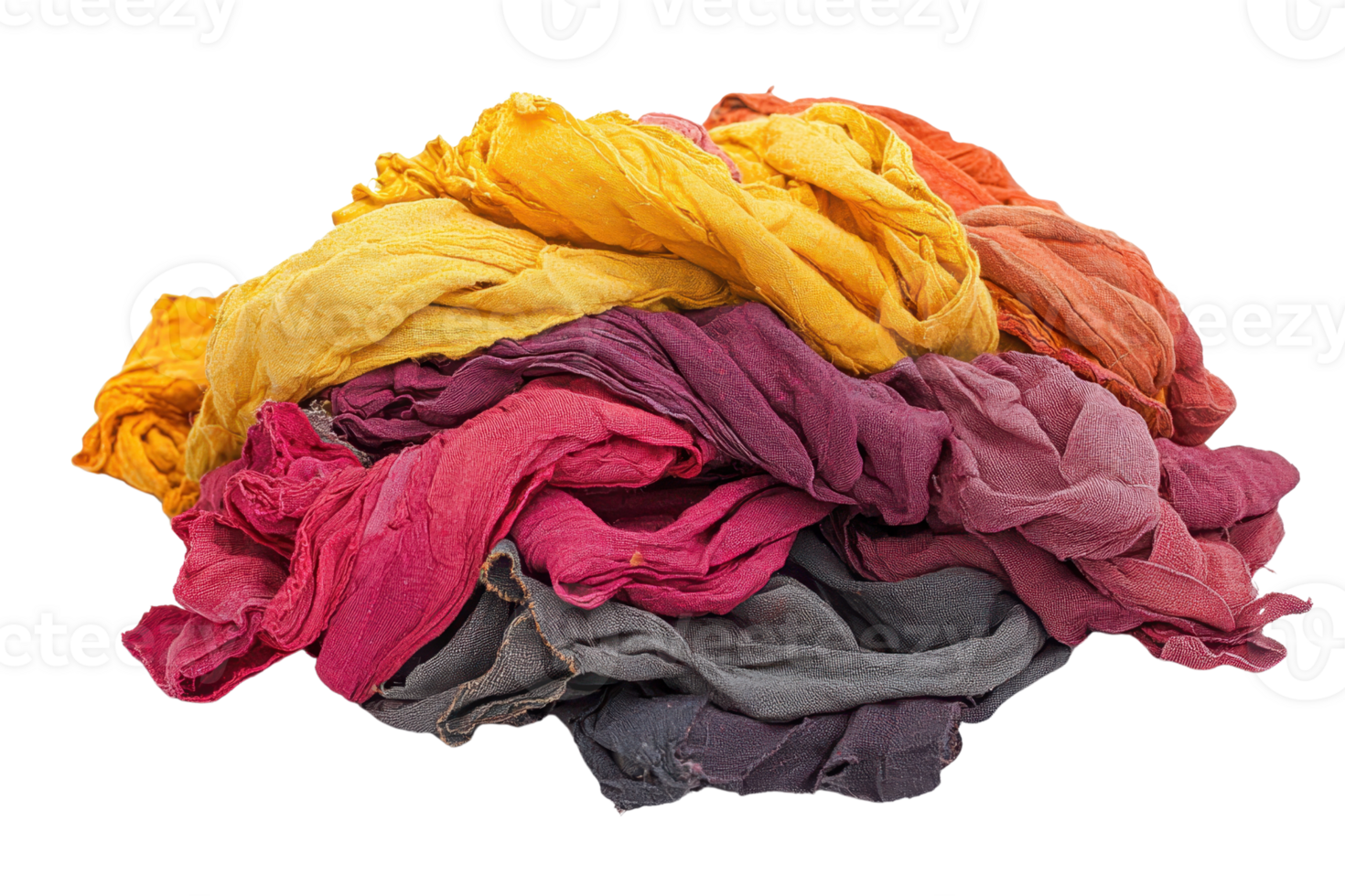 Pile of colorful fabric in various shades, perfect for sewing, crafting, or fashion design. Vibrant colors and soft textures. png