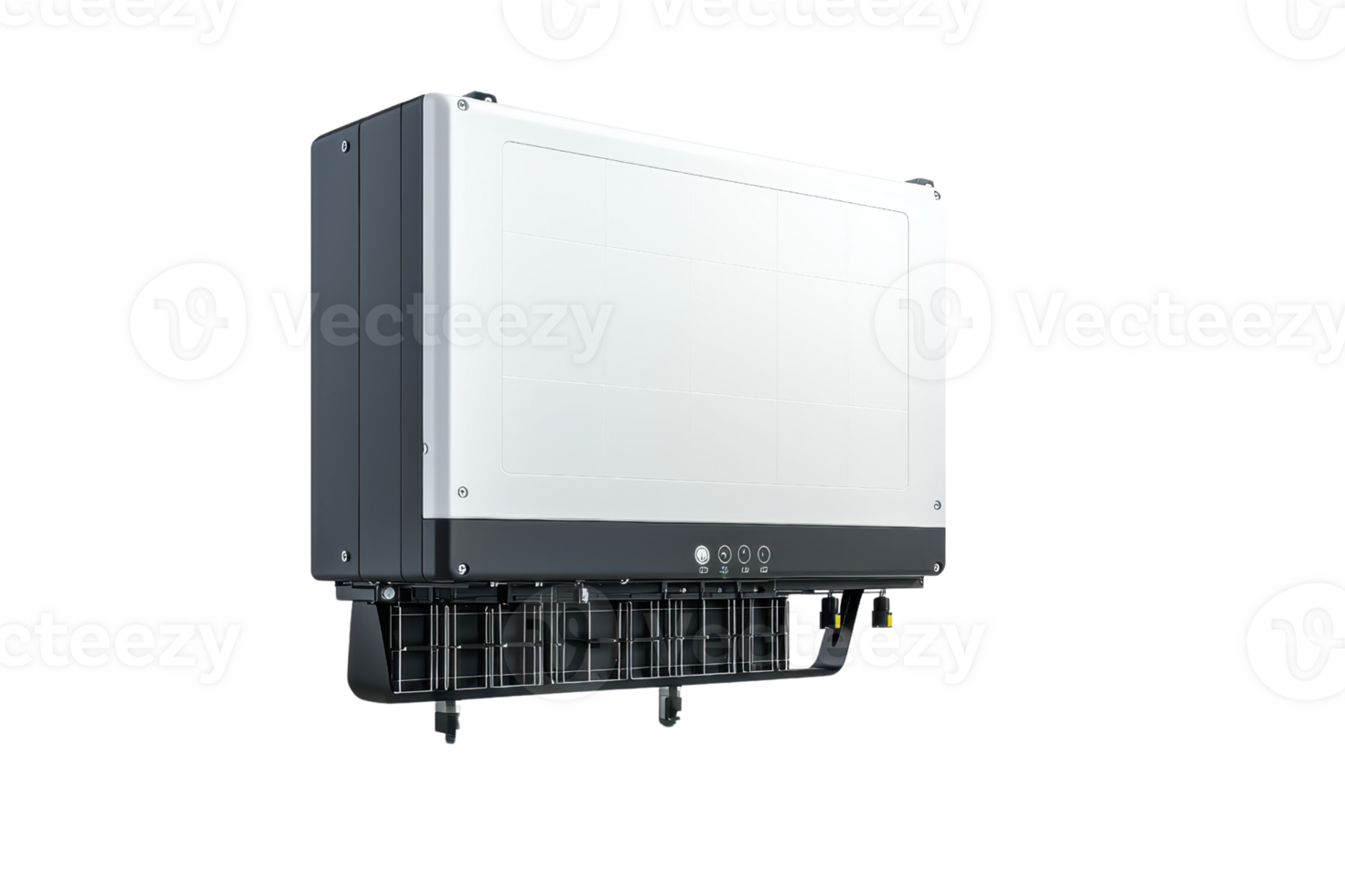Modern industrial inverter for solar energy systems, isolated on transparent background. Compact, efficient, and innovative design. png