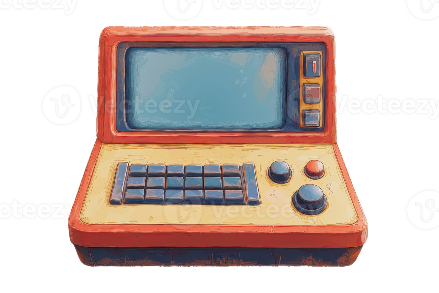 Retro vintage computer illustration with classic design, perfect for technology nostalgia, web, and creative projects. png