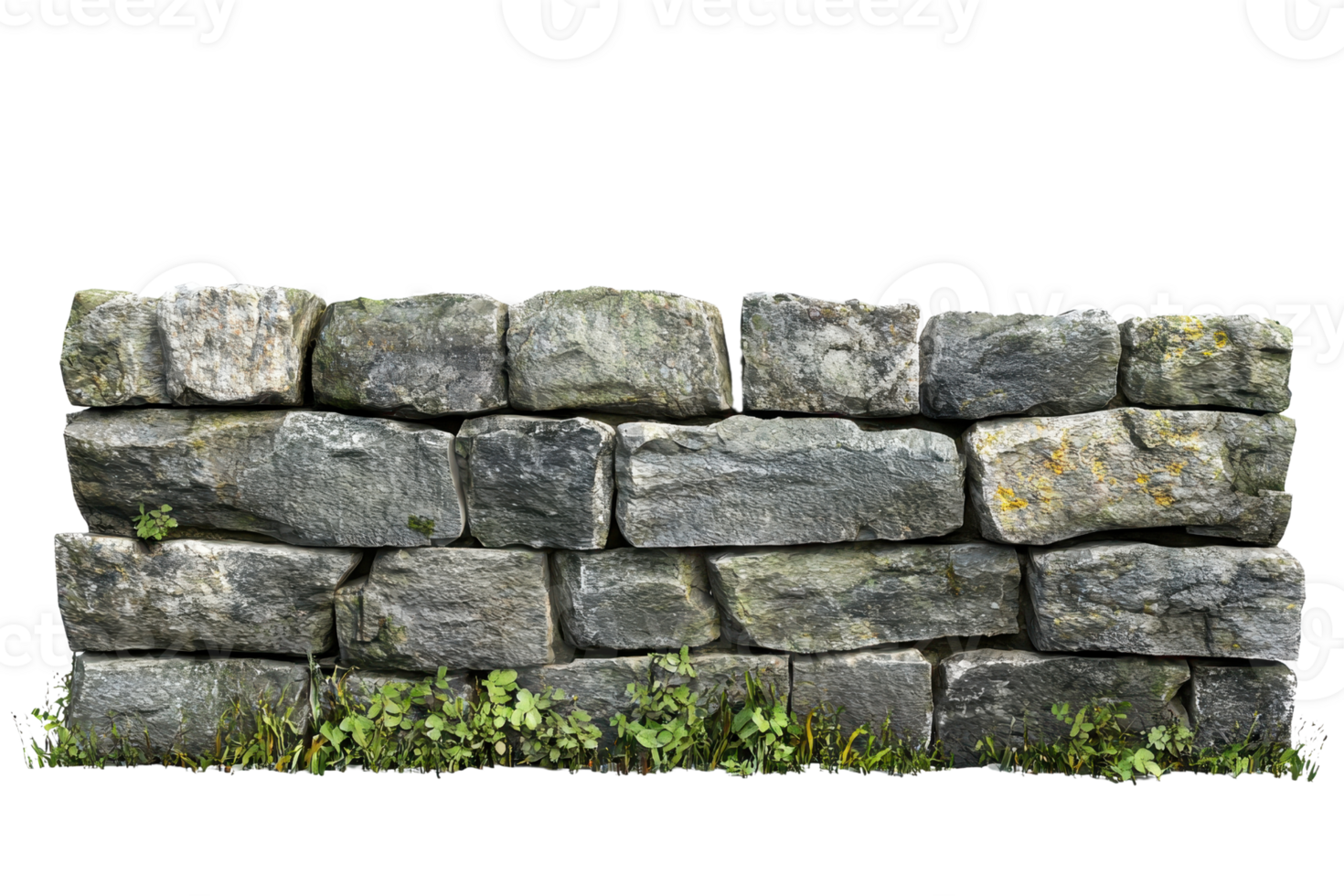Rugged stone wall with weathered rocks creating a rustic and natural appearance, perfect for backgrounds or design elements. png