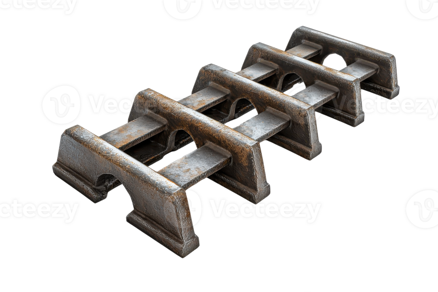 Rustic metal piece isolated on transparent background. showcasing an industrial design and metallic texture, ideal for machinery and construction themes. png