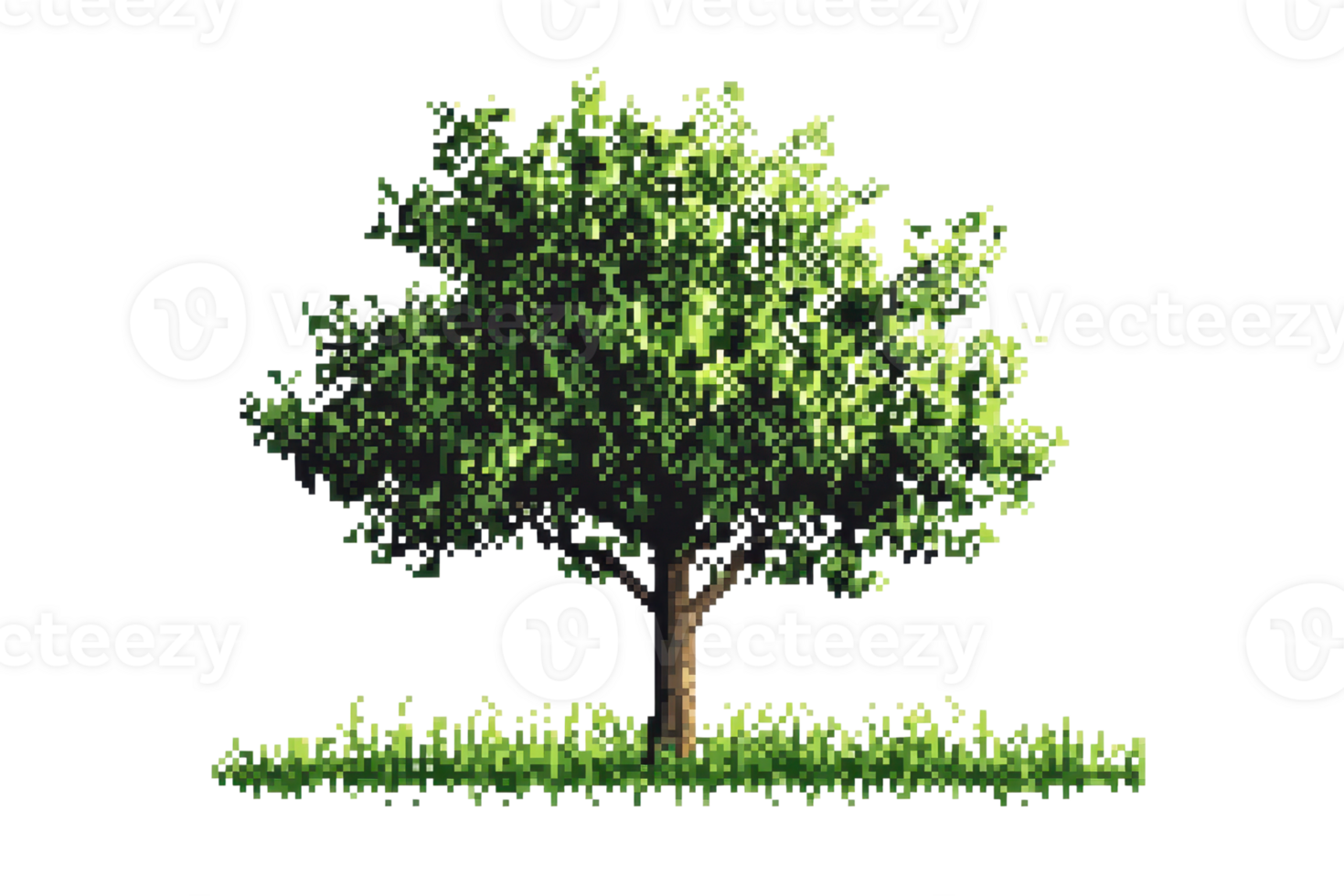 Vibrant green tree with lush foliage isolated on a transparent background. Decorative element for nature and landscaping projects. png