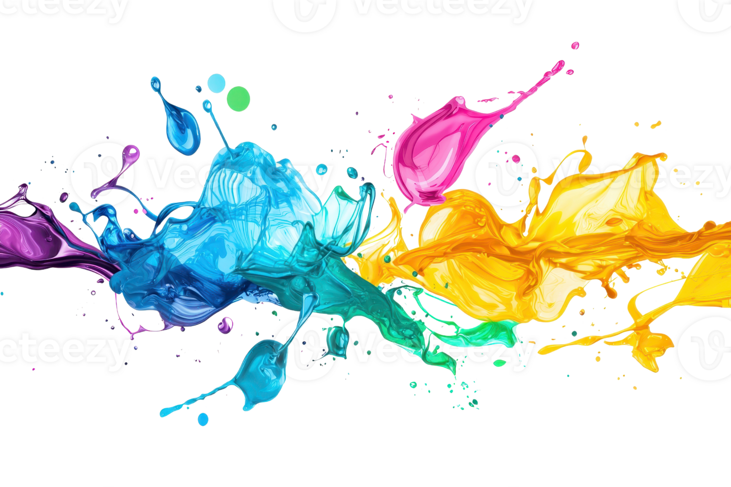 Vibrant splash of colorful paint on transparent background. showcasing a dynamic burst of hues and artistic expression. Perfect for creative projects. png