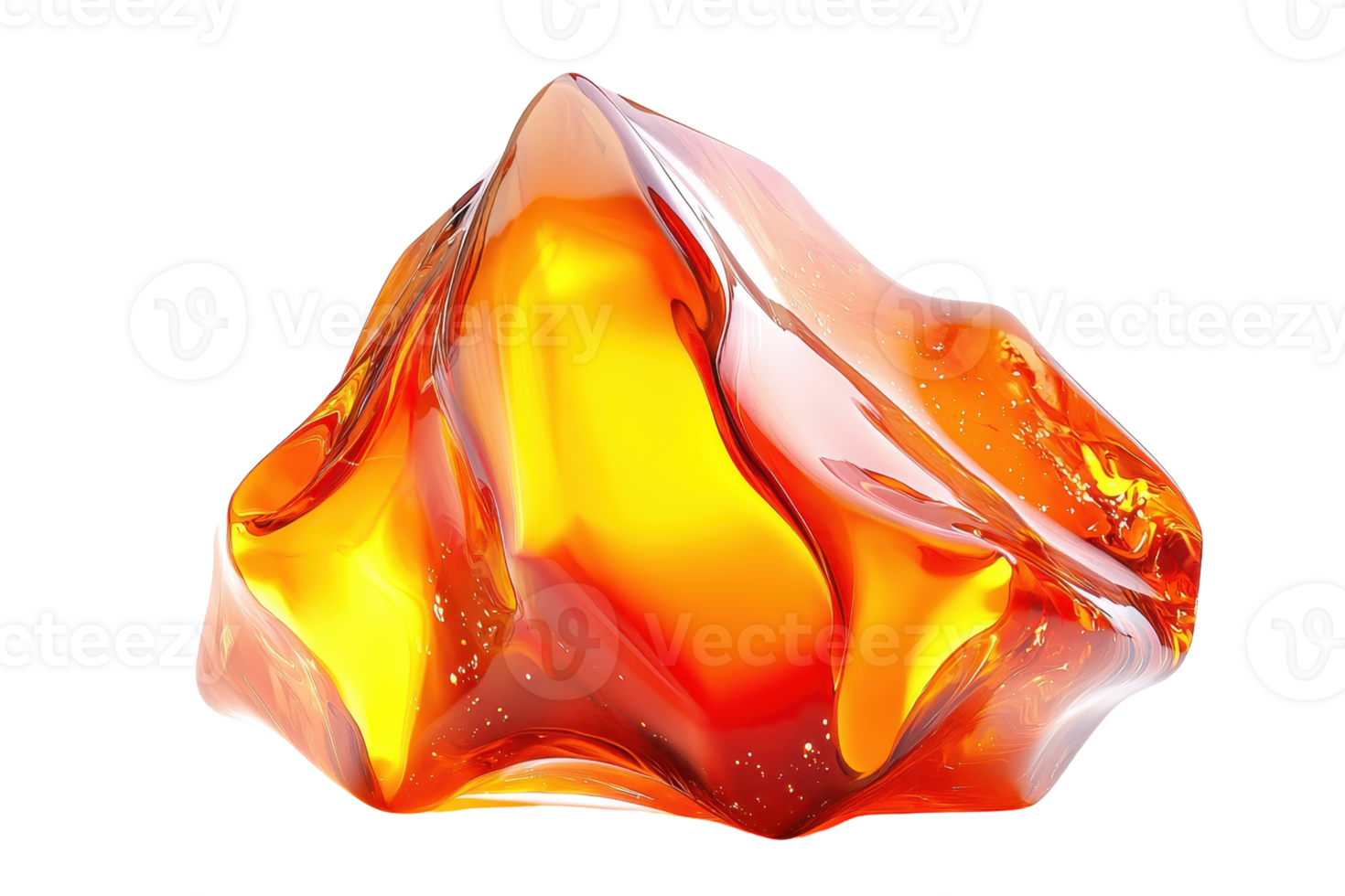 Vivid orange gemstone in abstract shape, isolated on transparent background. High-quality stock photo for jewelry design and creative projects. png