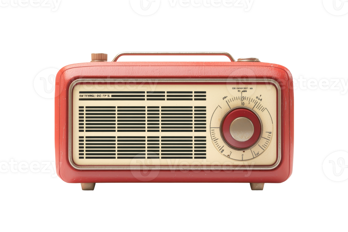Vintage ▾ rosso Radio con un' retrò design e classico quadranti, Perfetto per un' nostalgico toccare per qualunque spazio. isolato su trasparente sfondo. png