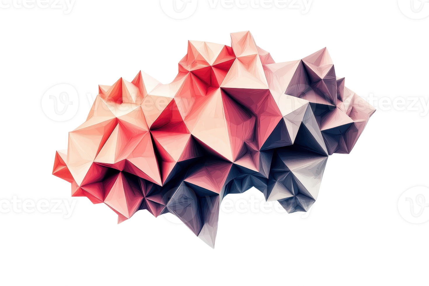 Abstract geometric shapes in a vibrant gradient creating a visually striking modern design with 3D polygonal facets background concept. png