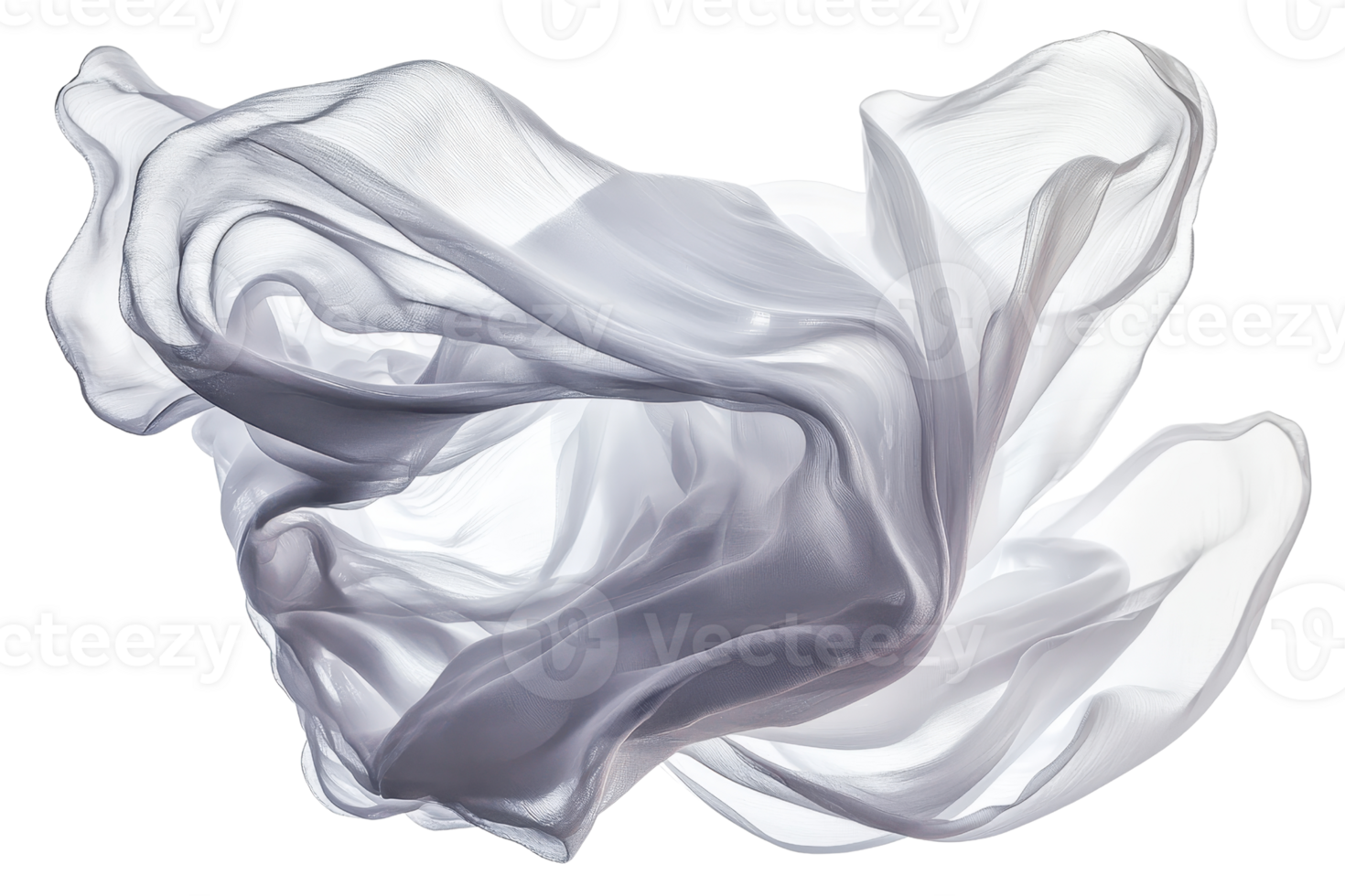 Abstract fluid white silk fabric floating with graceful curves. Perfect for background, design projects, and artistic compositions. png