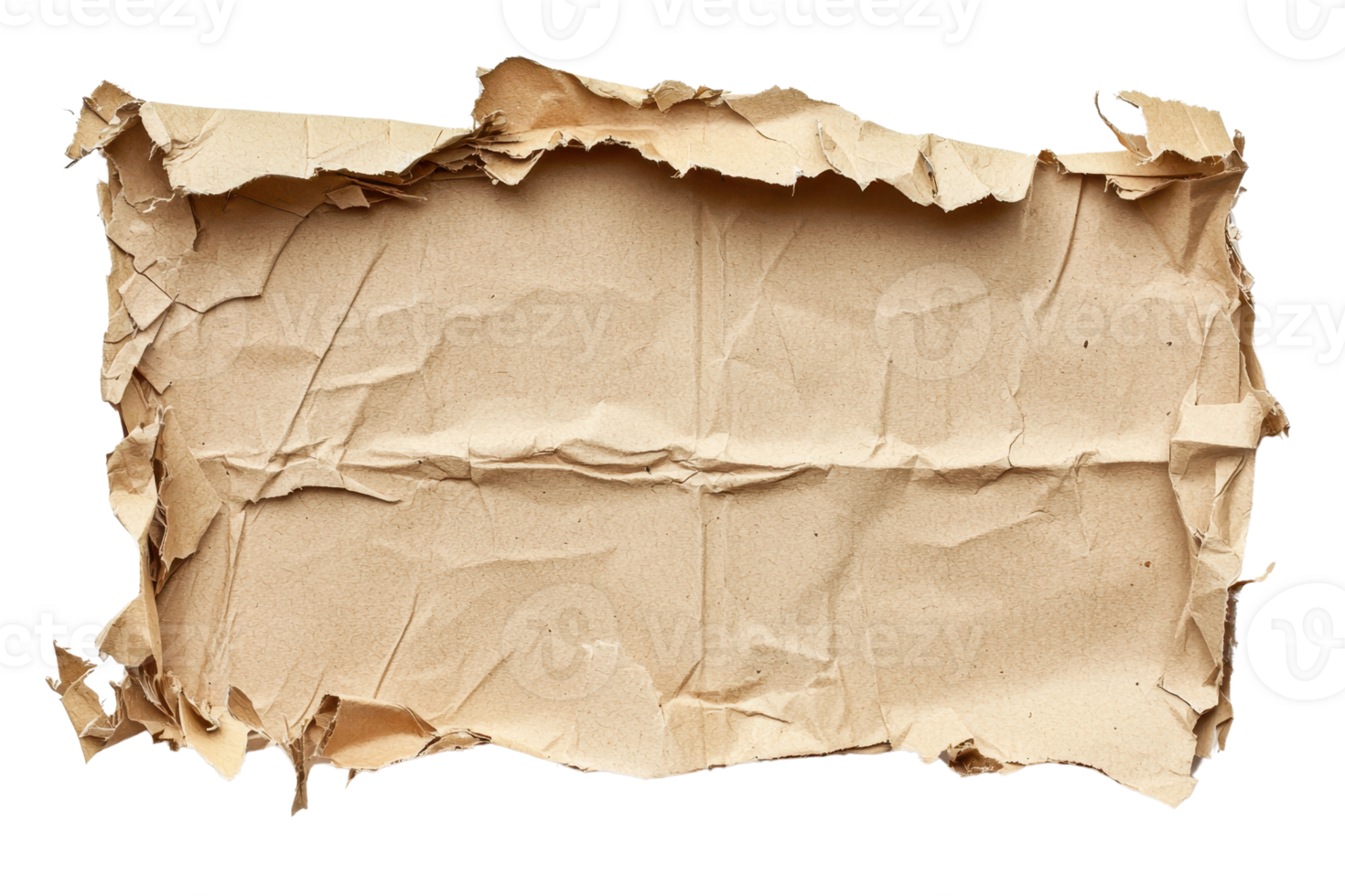 Crumpled brown paper isolated on a transparent background. texture suitable for various design and creative projects. png