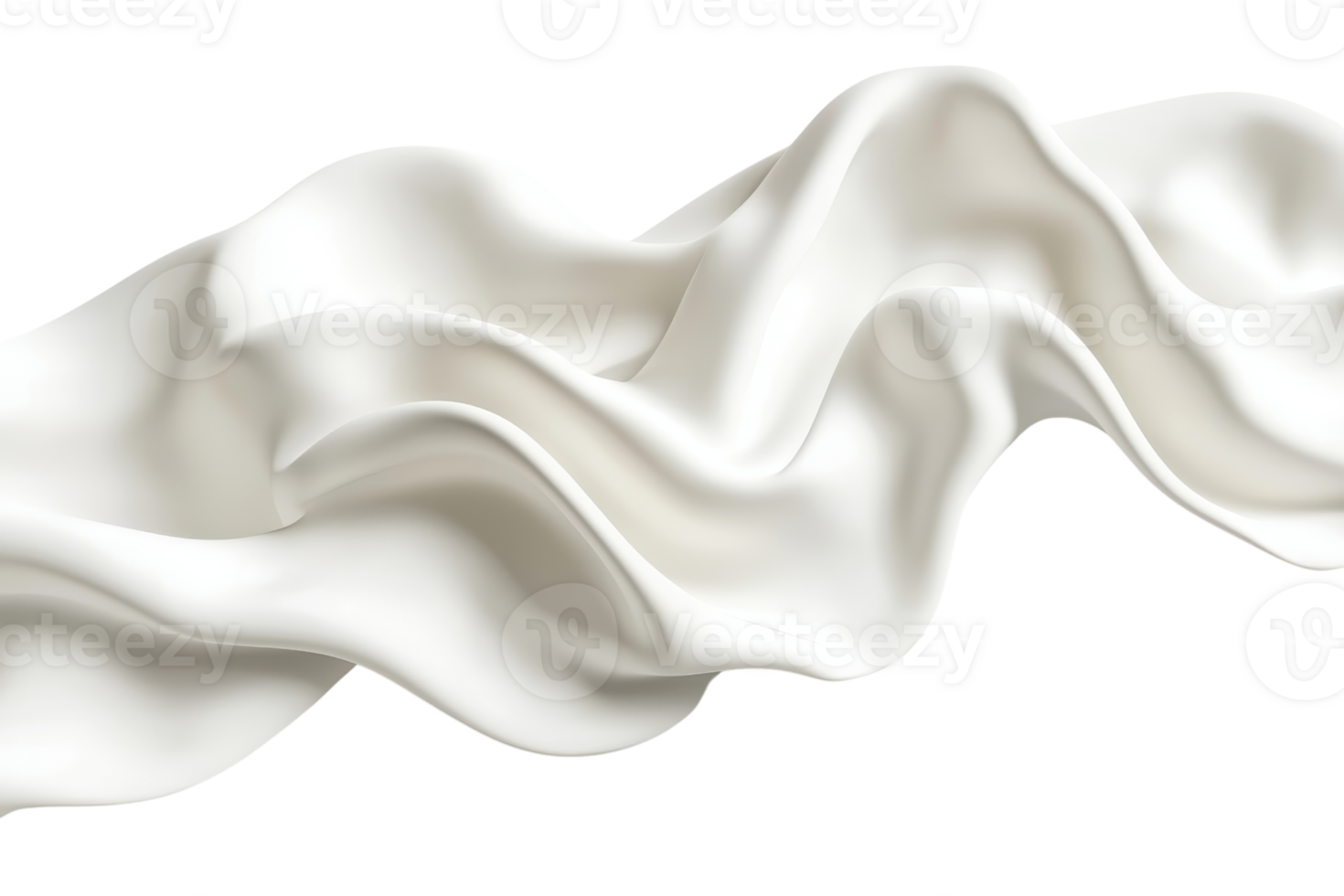 Elegant draped white silk fabric with flowing, soft folds creating a luxurious, smooth texture, isolated on a transparent background. png