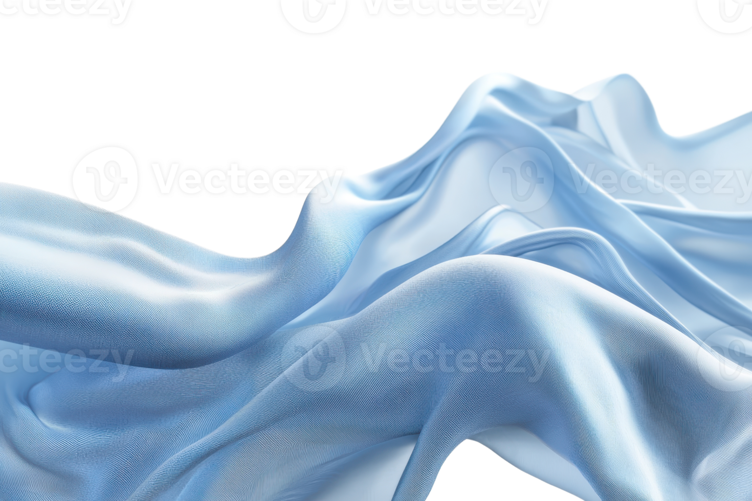Elegant flowing blue silk fabric creating waves, isolated on transparent background. Ideal for luxury, fashion, or textile-themed projects. png
