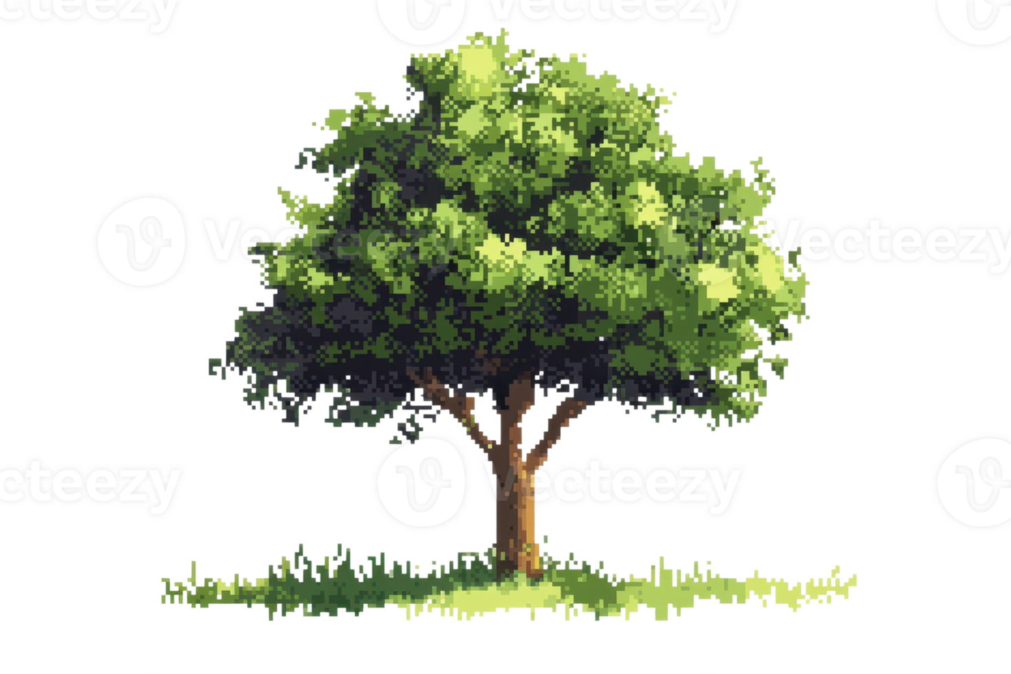 A vibrant green tree stands tall on a grassy patch, symbolizing nature, growth, and tranquility in a sunny outdoor setting. png