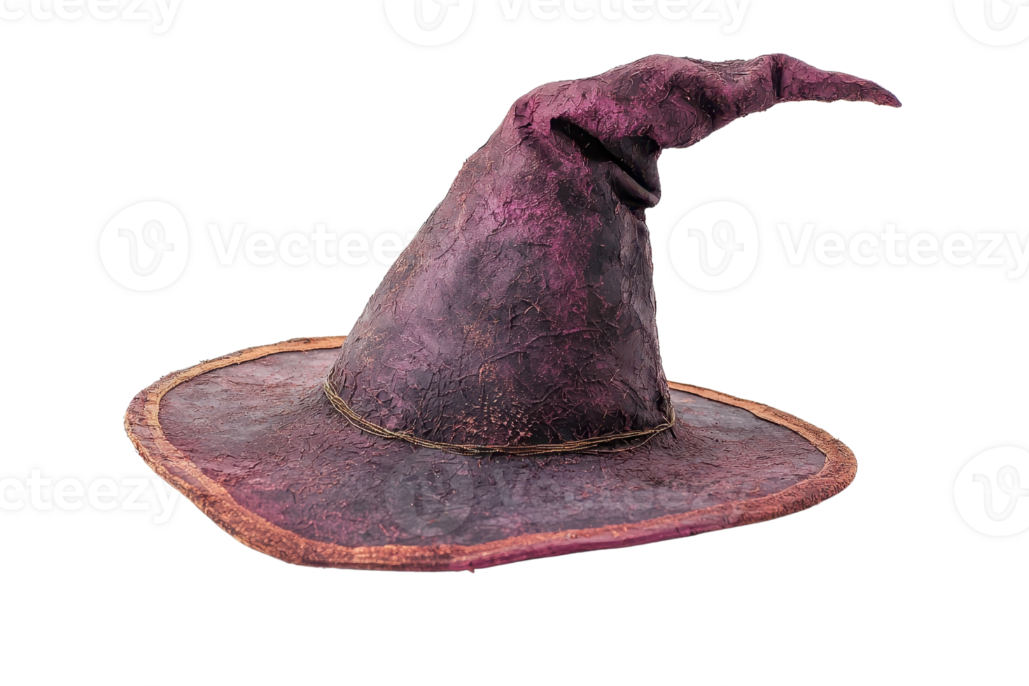 Old, worn out witch hat with a pointed top, perfect for Halloween or magical themes. Retro and vintage flair for costume ideas. png
