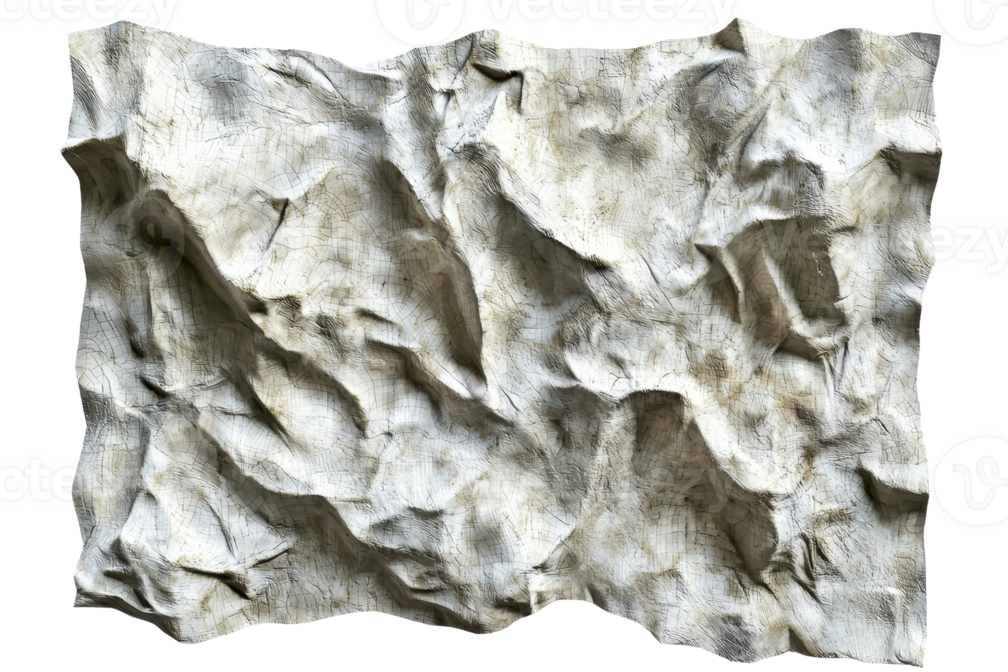 Close-up of textured crumpled paper, showing intricate folds and creases with a rugged, abstract pattern. png