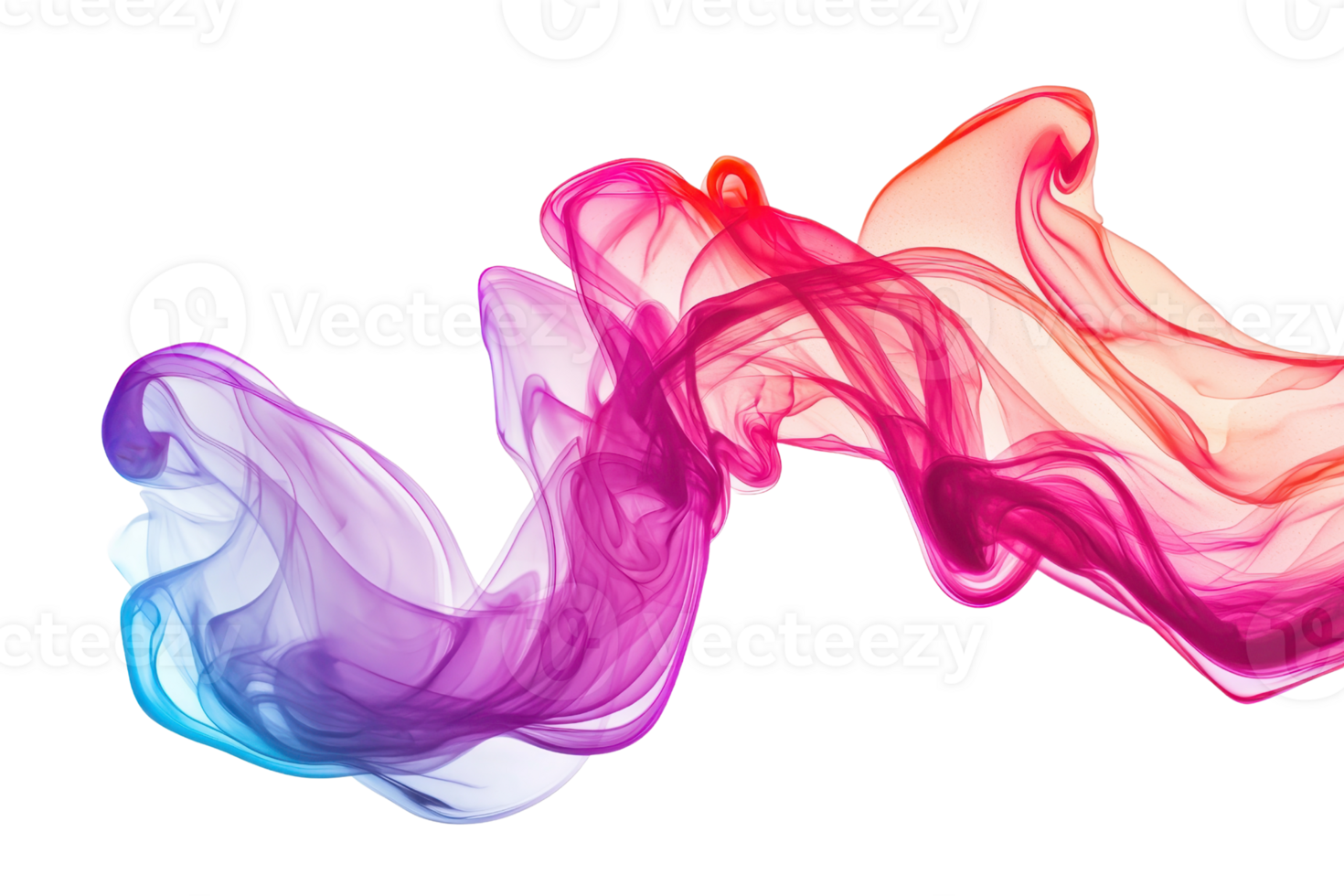 Vibrant and colorful abstract smoke cloud flowing in various shades. Perfect for backgrounds, presentations, and artistic projects. png
