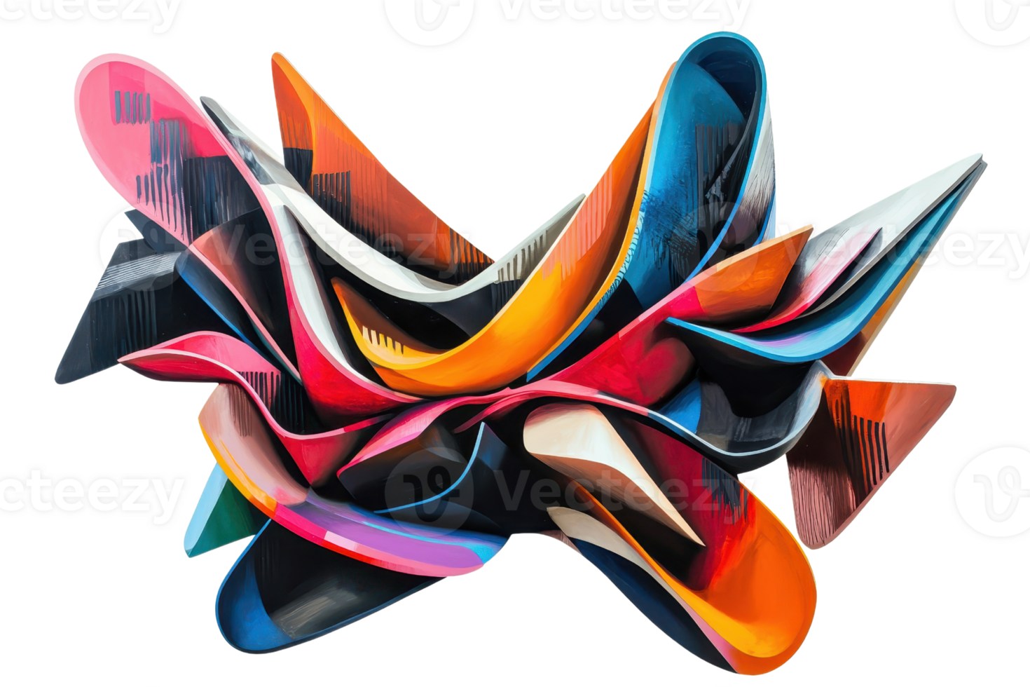 Vibrant abstract graffiti art with dynamic curves and bright, colorful elements. Perfect for modern, creative design projects and urban themes. png