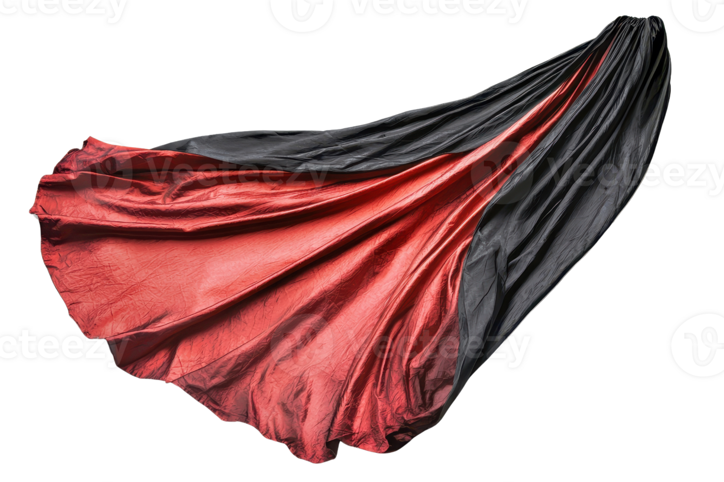 A striking red and black fabric swirls gracefully in the air, creating a dynamic and vibrant visual effect. png