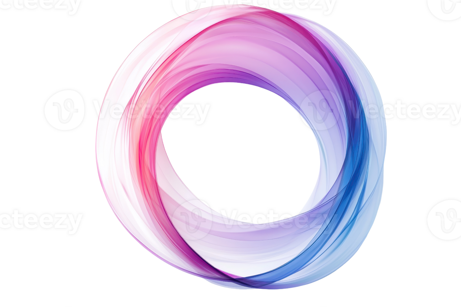 Abstract gradient swirl ring with pink and blue hues on a transparent background, symbolizing flow, energy, and creativity. png
