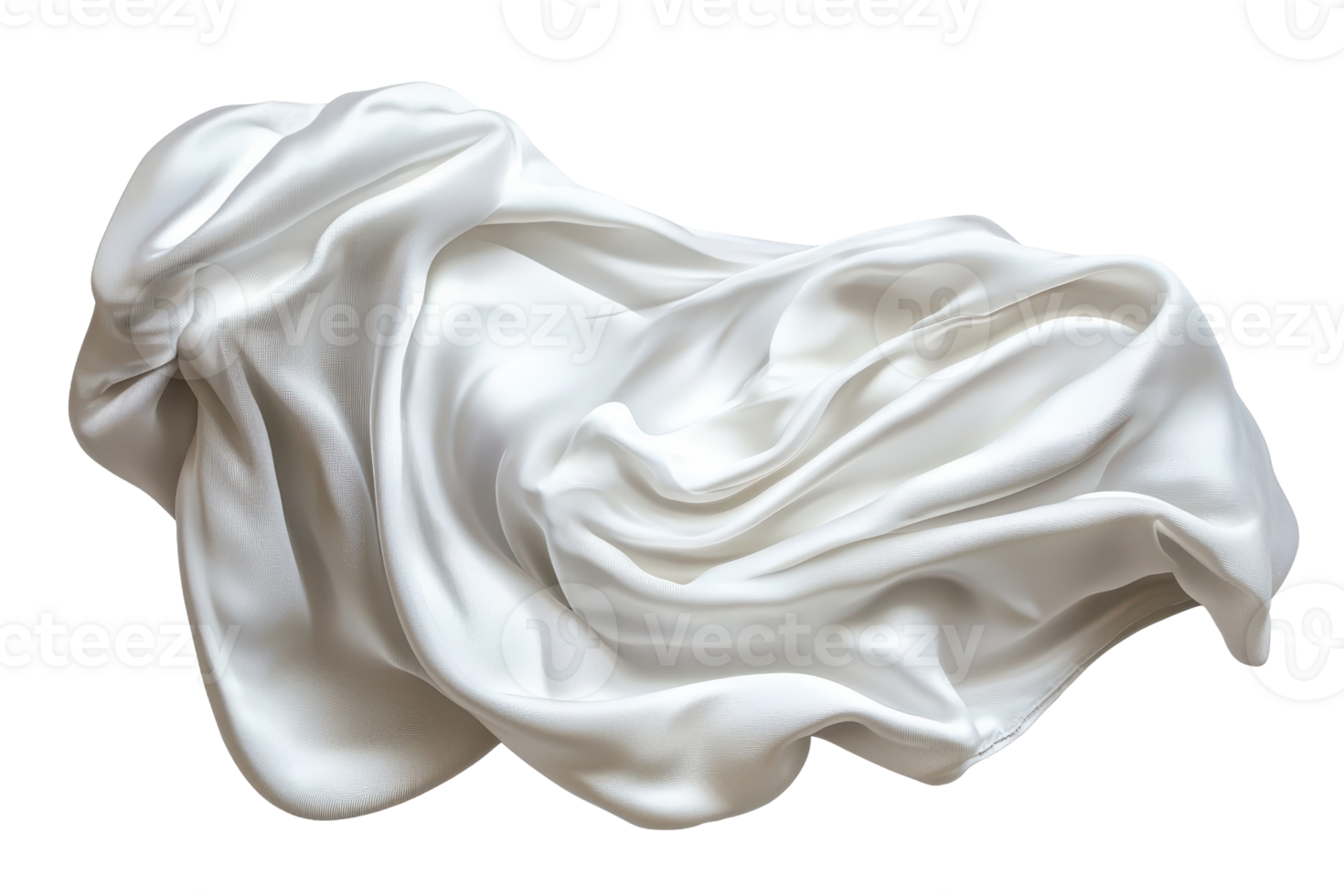 Elegant white silk fabric texture, beautifully flowing and creating artistic folds, perfect for backgrounds, designs, and textiles. png