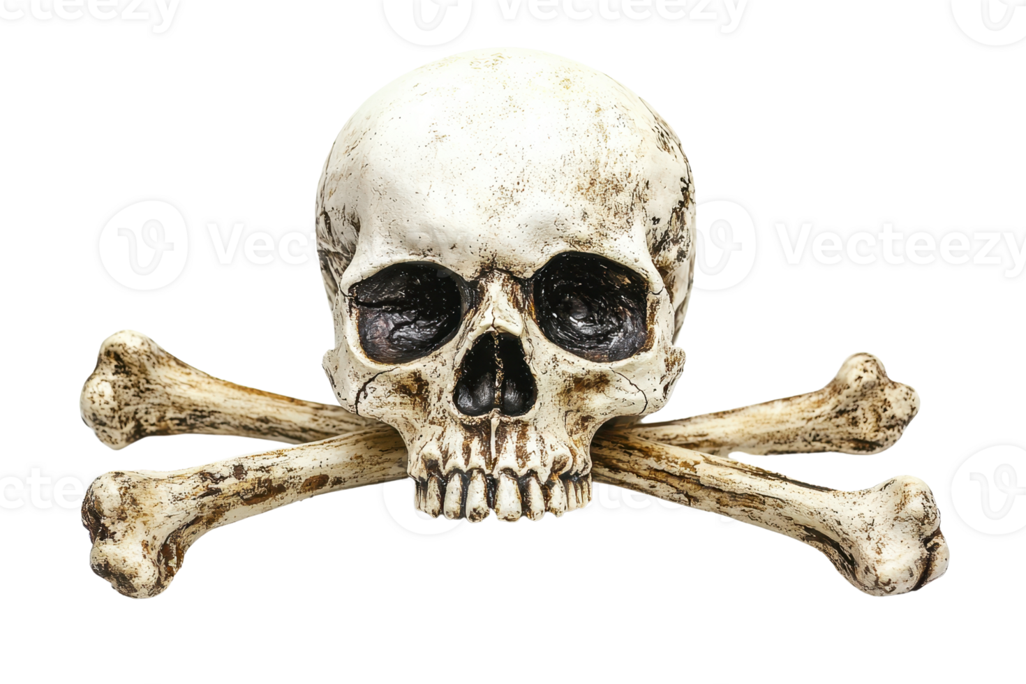 High-resolution skull and crossbones image. Ideal for Halloween, piracy, and danger-themed designs. png