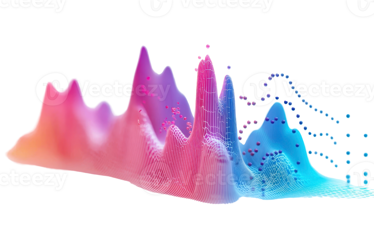 Colorful 3D data visualization with gradient peaks and valleys, representing abstract data analysis in a futuristic design. png