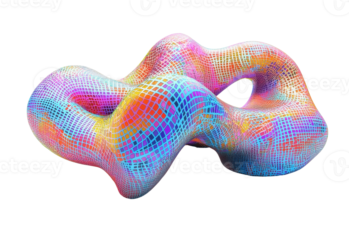 Colorful abstract 3D shape with vibrant mesh texture. Perfect for artistic designs, digital art, and modern creative projects. png