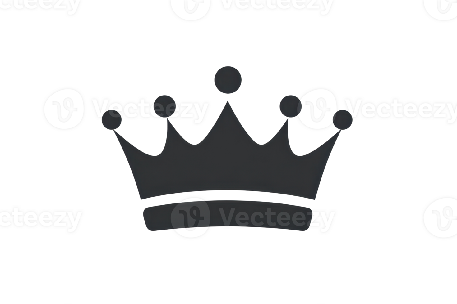 Simple black crown icon with five points on a transparent background, perfect for royalty or leadership concepts in design projects. png